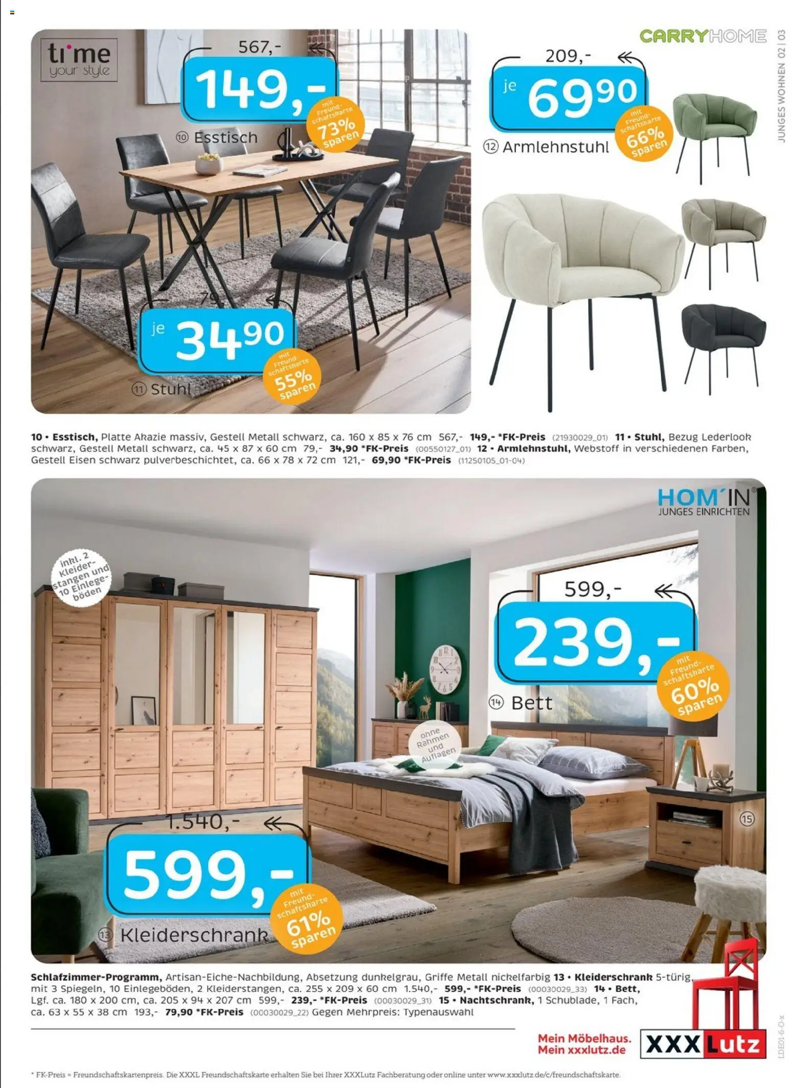 XXXL Lutz Restaurantgutscheine – gültig ab 02.01.2026 | Seite: 7 | Produkte: Esstisch, Bett, Kleiderschrank, Stuhl