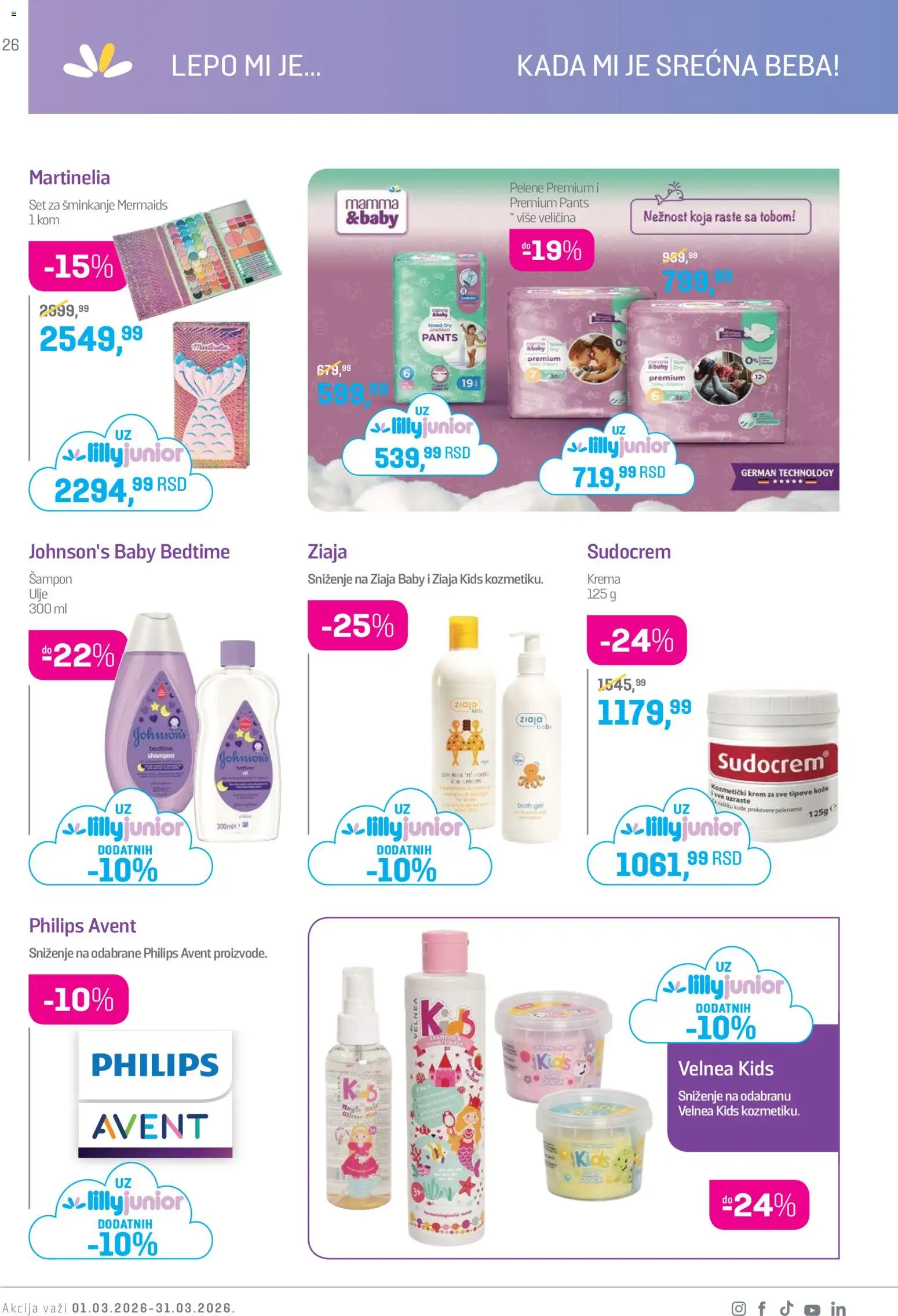 Lilly drogerie katalog - važi od 01.03.2026 | Strana: 26 | Proizvode: Šampon, Krema, Ulje, Pelene