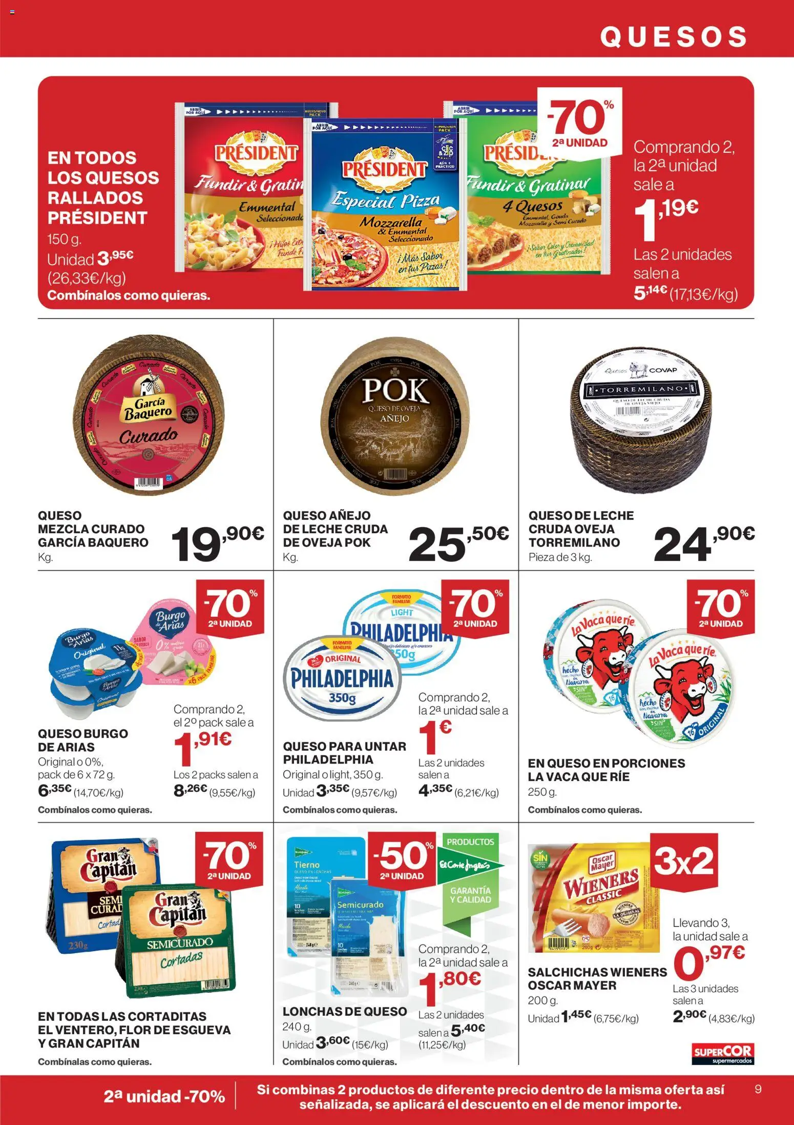 Supercor Canarias │ válido desde el 26.02.2026 | Página: 9 | Productos: Queso de oveja, Leche, Pizza, Queso para untar