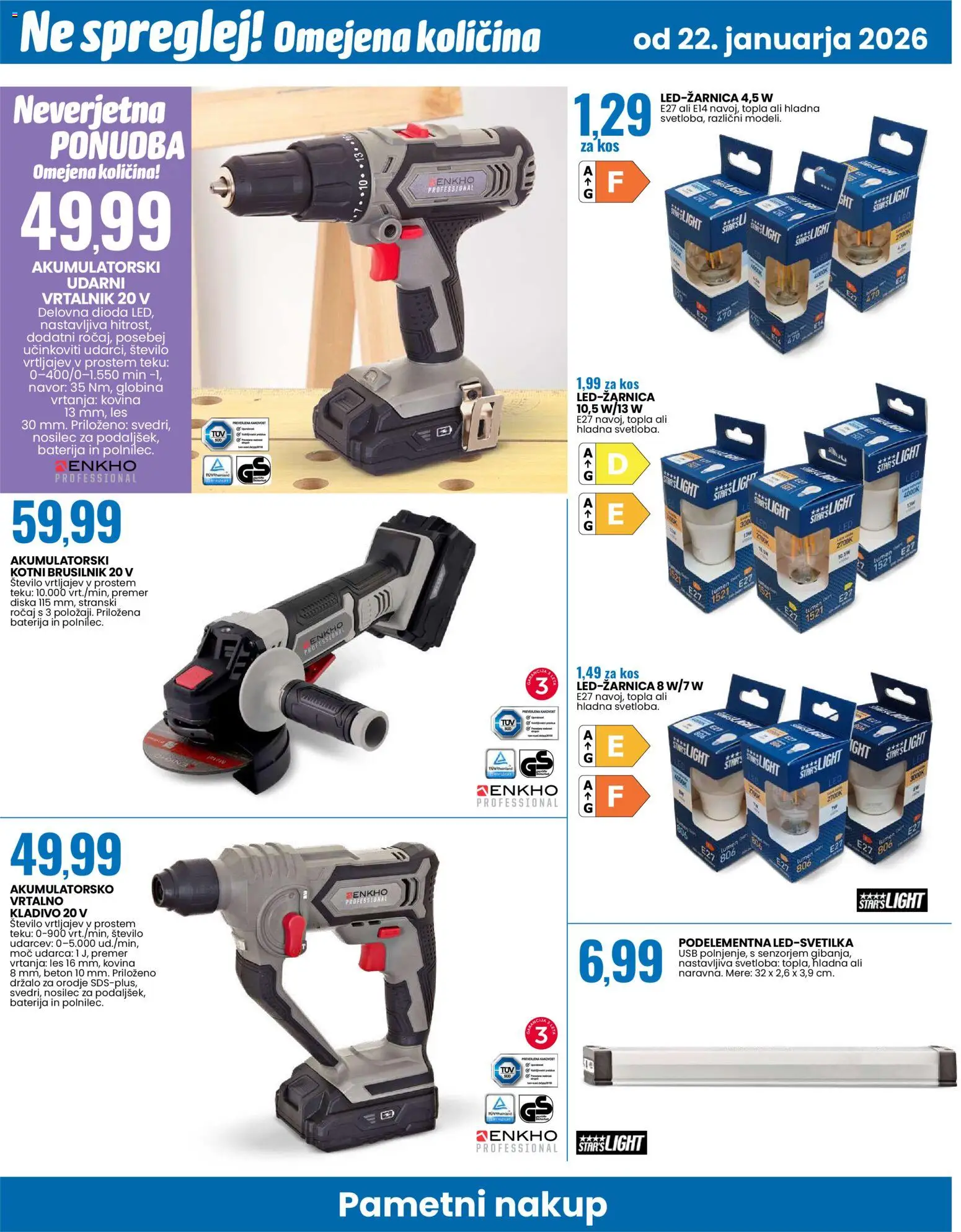 Novi Eurospin katalog ponudbe – veljaven od 22.01.2026 | Stran: 14 | Izdelki: Usb, Orodje, Vrtalnik, Kladivo