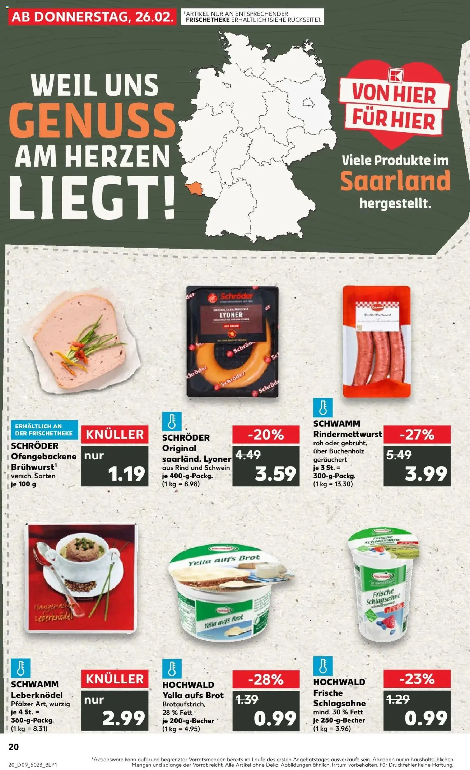 Kaufland prospekt Neunkirchen	 – gültig ab 26.02.2026 | Seite: 20 | Produkte: Schlagsahne, Brot