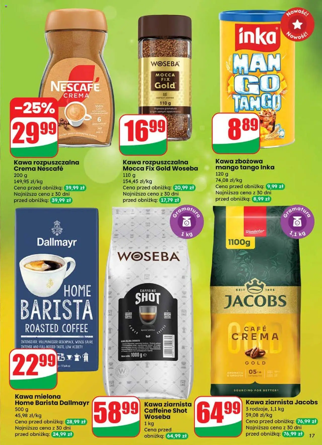 Dino Gazetka od 18.06.2025 | Strona: 17 | Produkty: Mango, Nescafe, Kawa ziarnista, Kawa rozpuszczalna