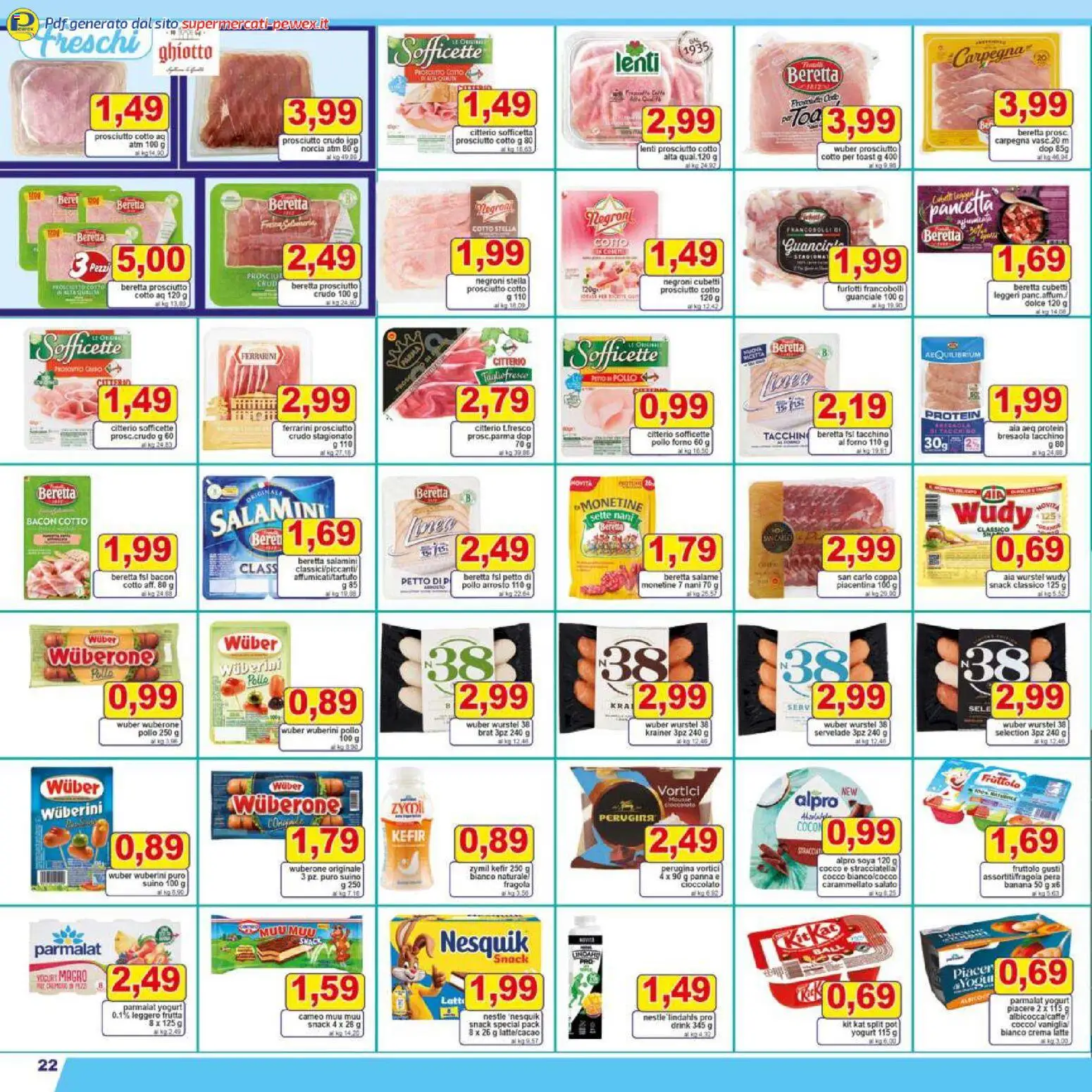Volantino Pewex del 27.12.2025 | Pagina: 22 | Prodotti: Prosciutto Cotto, Yogurt, Pancetta, Polo