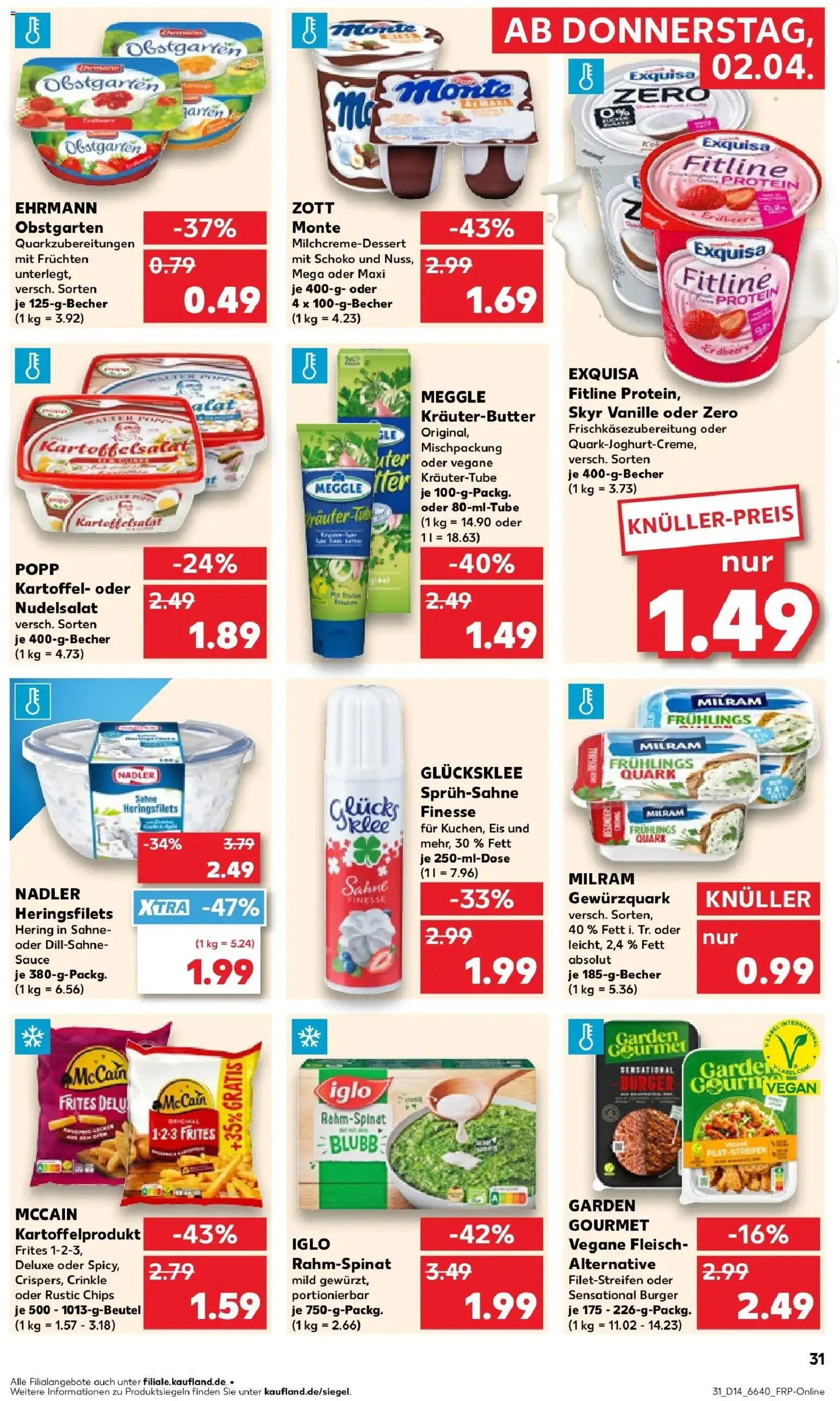 Kaufland Prospekt Überlingen	 – gültig ab 02.04.2026 | Seite: 31 | Produkte: Quark, Iglo, McCain, Sahne