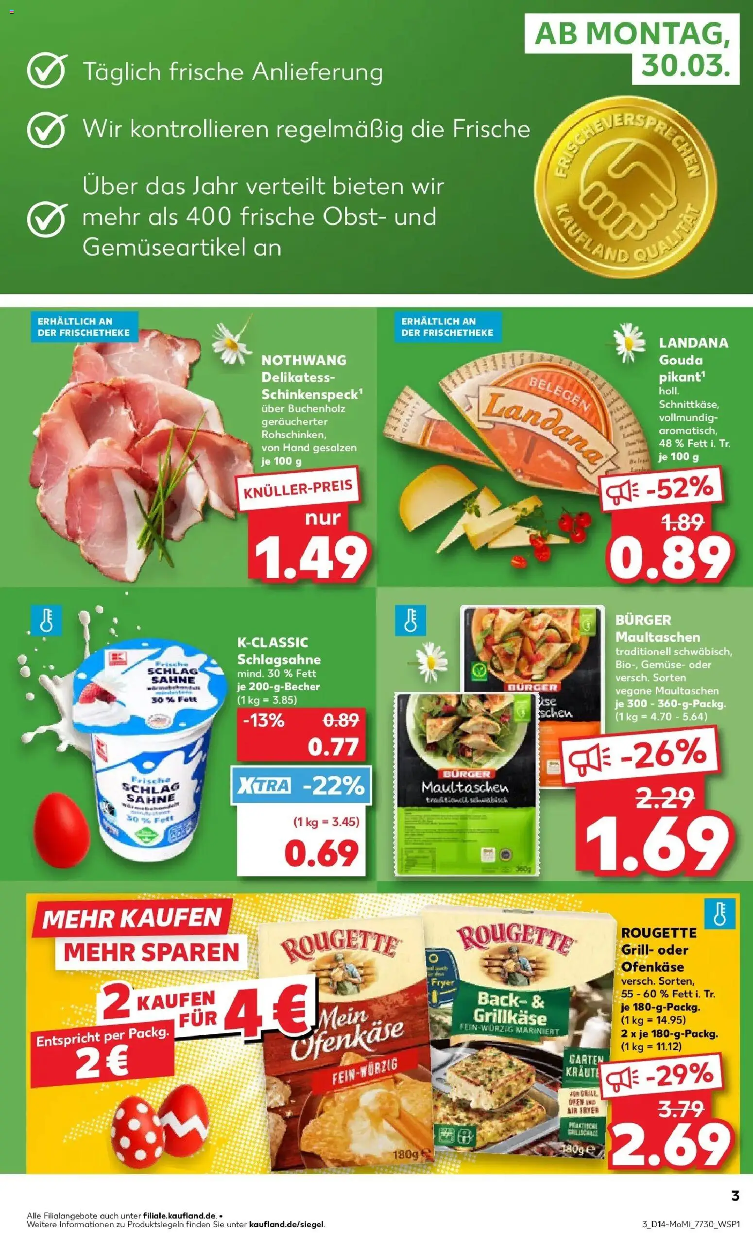 Kaufland Prospekt Gunzenhausen	 – gültig ab 30.03.2026 | Seite: 3 | Produkte: Ofen, Burger, Obst, Sahne
