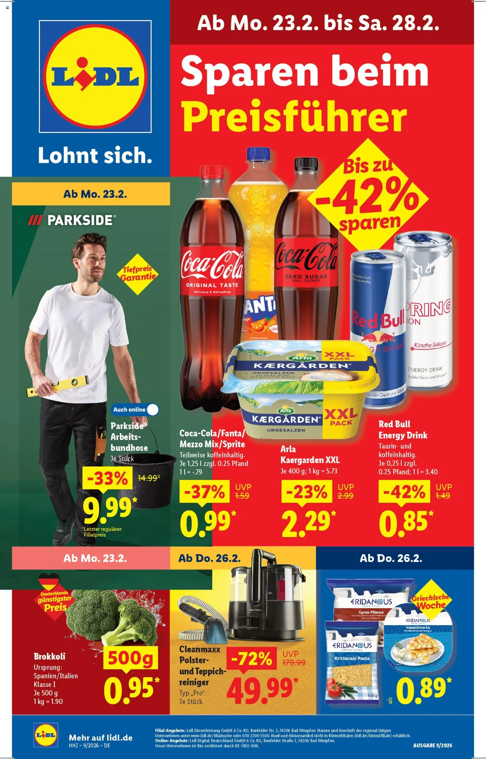 Lidl Prospekt Grimma – gültig ab 23.02.2026 | Seite: 1 | Produkte: Red bull, Energy, Bad, Pasta