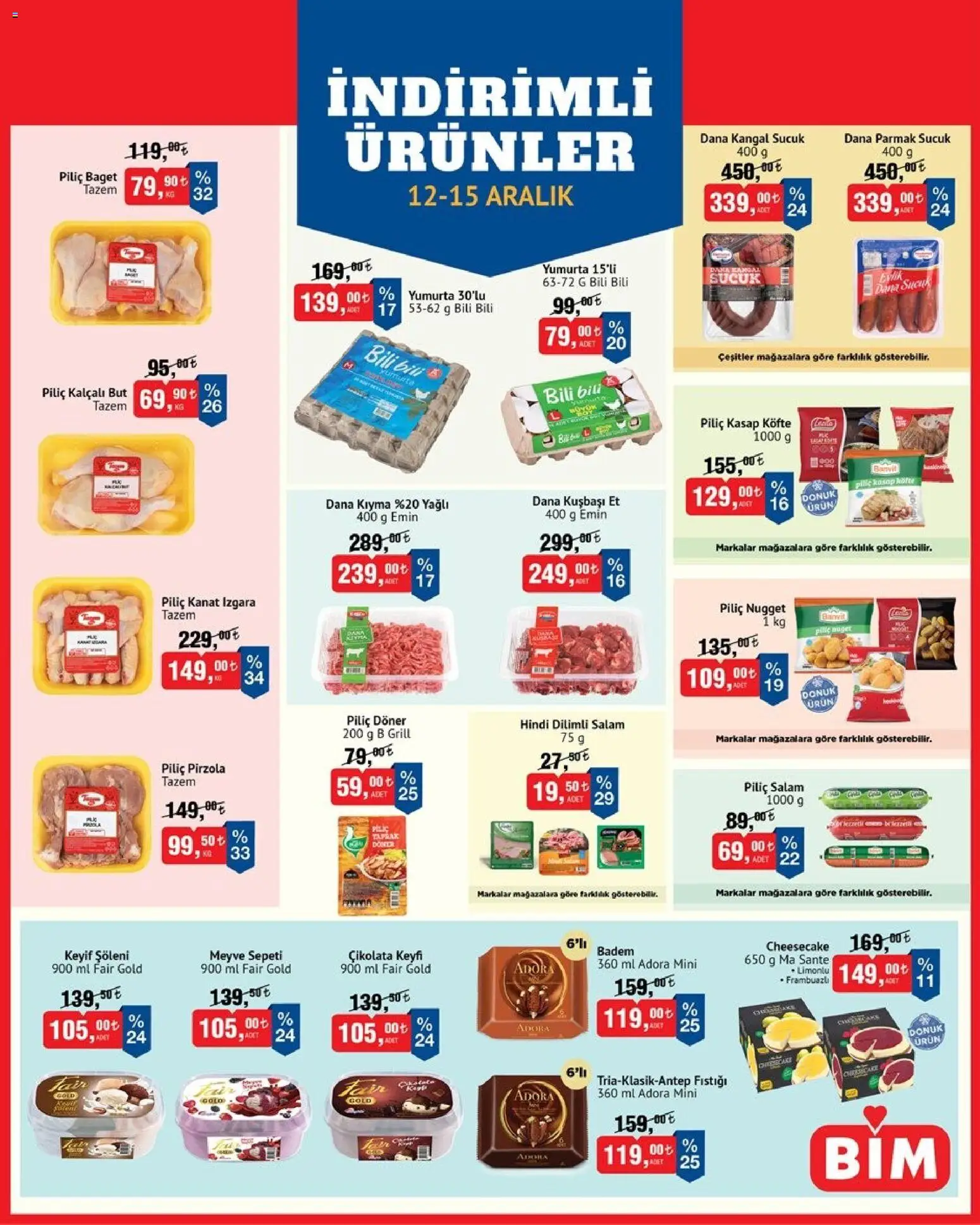 BİM İndirimli Ürünler - 12.12.2025 tarihinden itibaren geçerlidir | Sayfa: 3 | Ürünler: Yumurta, Salam, Badem, Piliç nugget