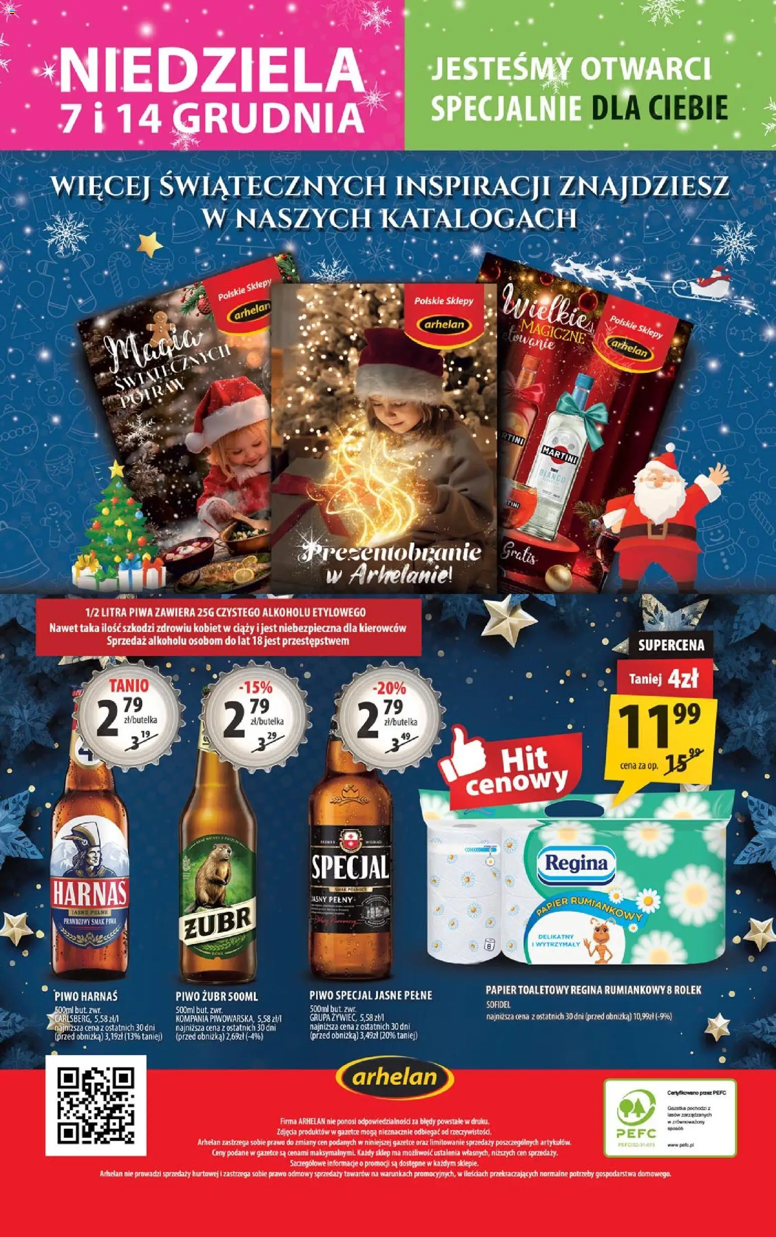 Arhelan Gazetka od 05.12.2025 | Strona: 20 | Produkty: Piwo żubr, Martini, Harnaś, Piwo