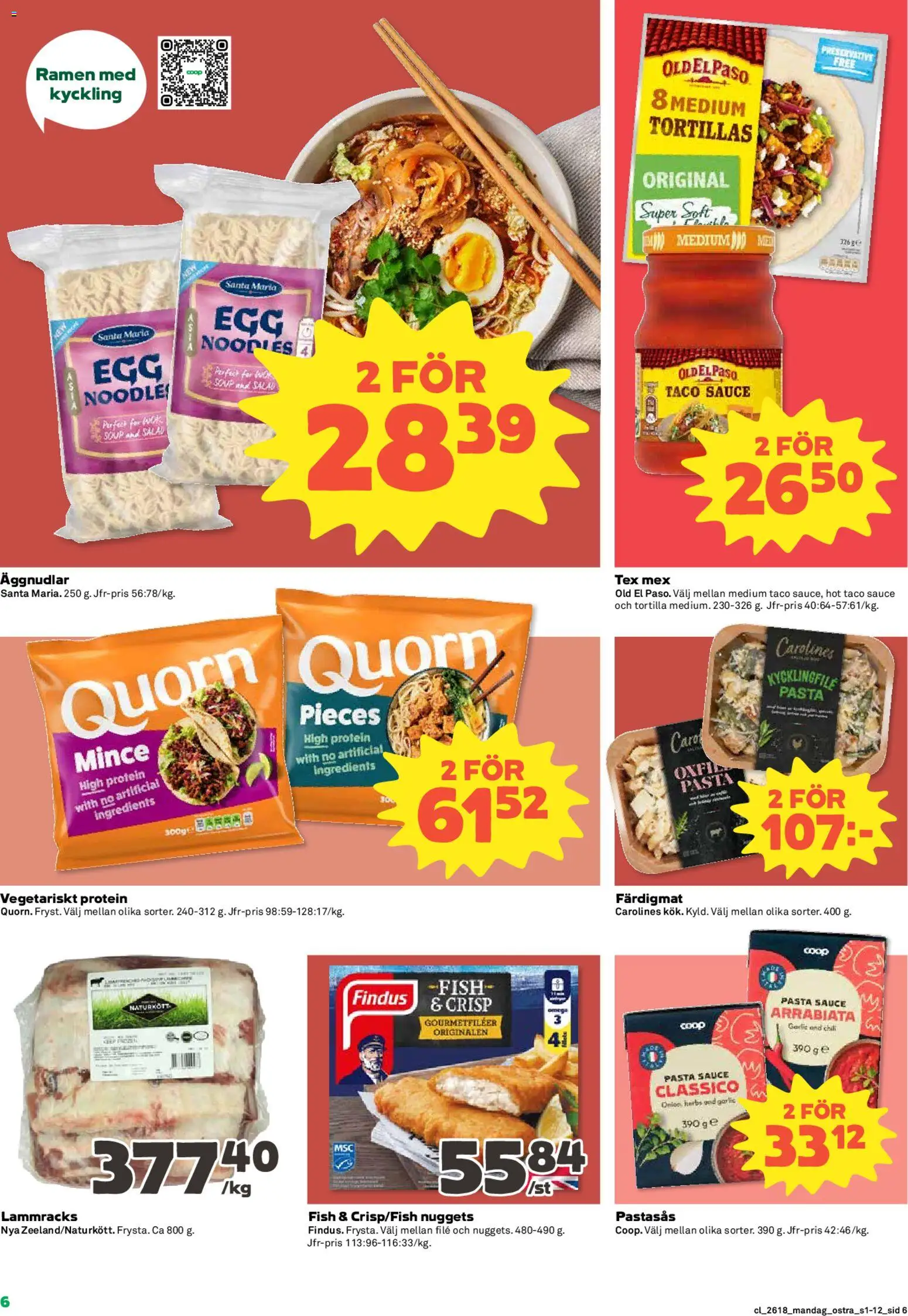 Stora Coop reklamblad aktuell från 27.04.2026 | Sida: 6 | Produkter: Tortilla, Kycklingfile, Pasta