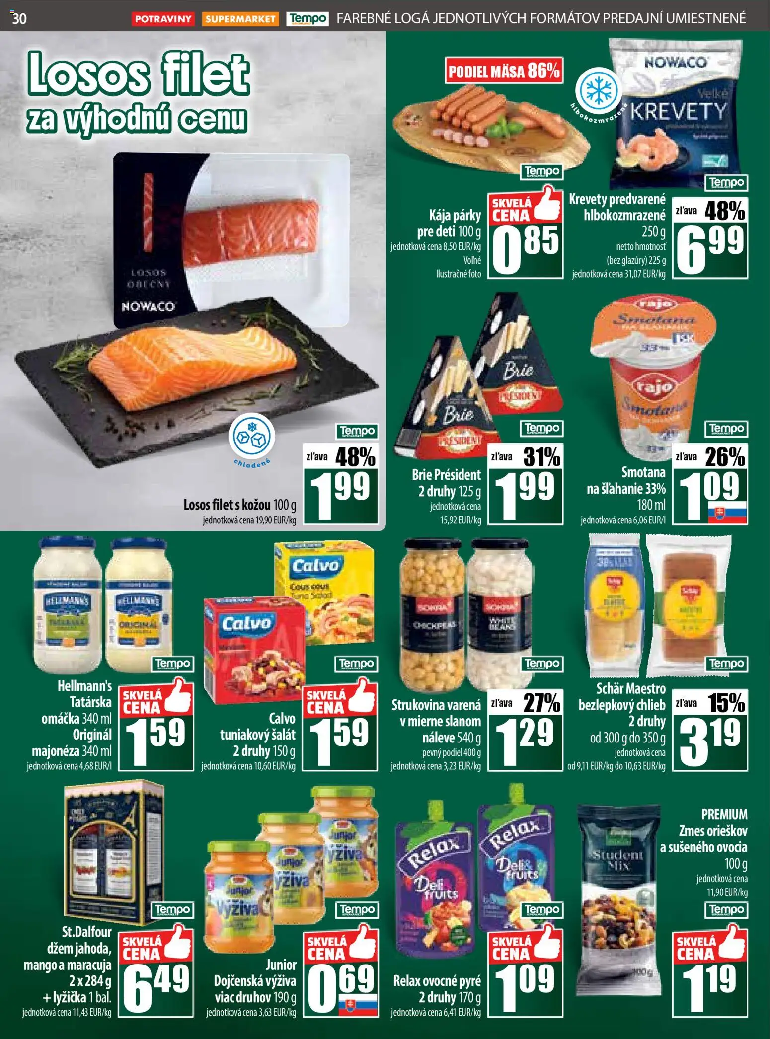 Nové COOP Jednota akcie – leták je platný od 20.11.2025 | Strana: 30 | Produkty: Smotana, Losos, Šalát, Smotana na šľahanie