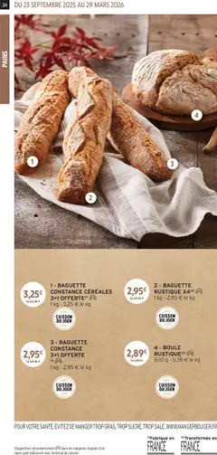 Intermarché - Prévisualisation de 2- BAGUETTE RUSTIQUE X4, Baguette rustique x4 valide à partir de 23.09.2025 | Page: 24 | Produits: Céréales