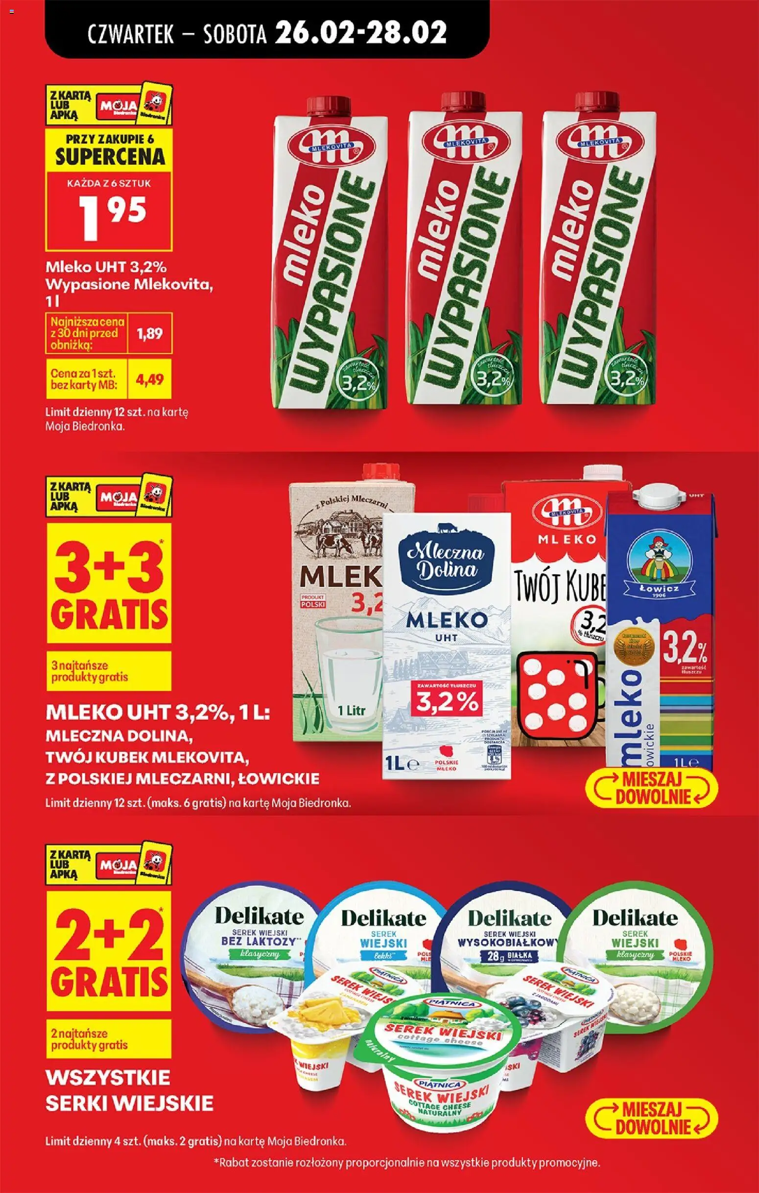 Biedronka gazetka - Oferta w tym tygodniu od 26.02.2026 | Strona: 11 | Produkty: Bez laktozy, Serek, Serek wiejski bez laktozy, Mleko łowickie