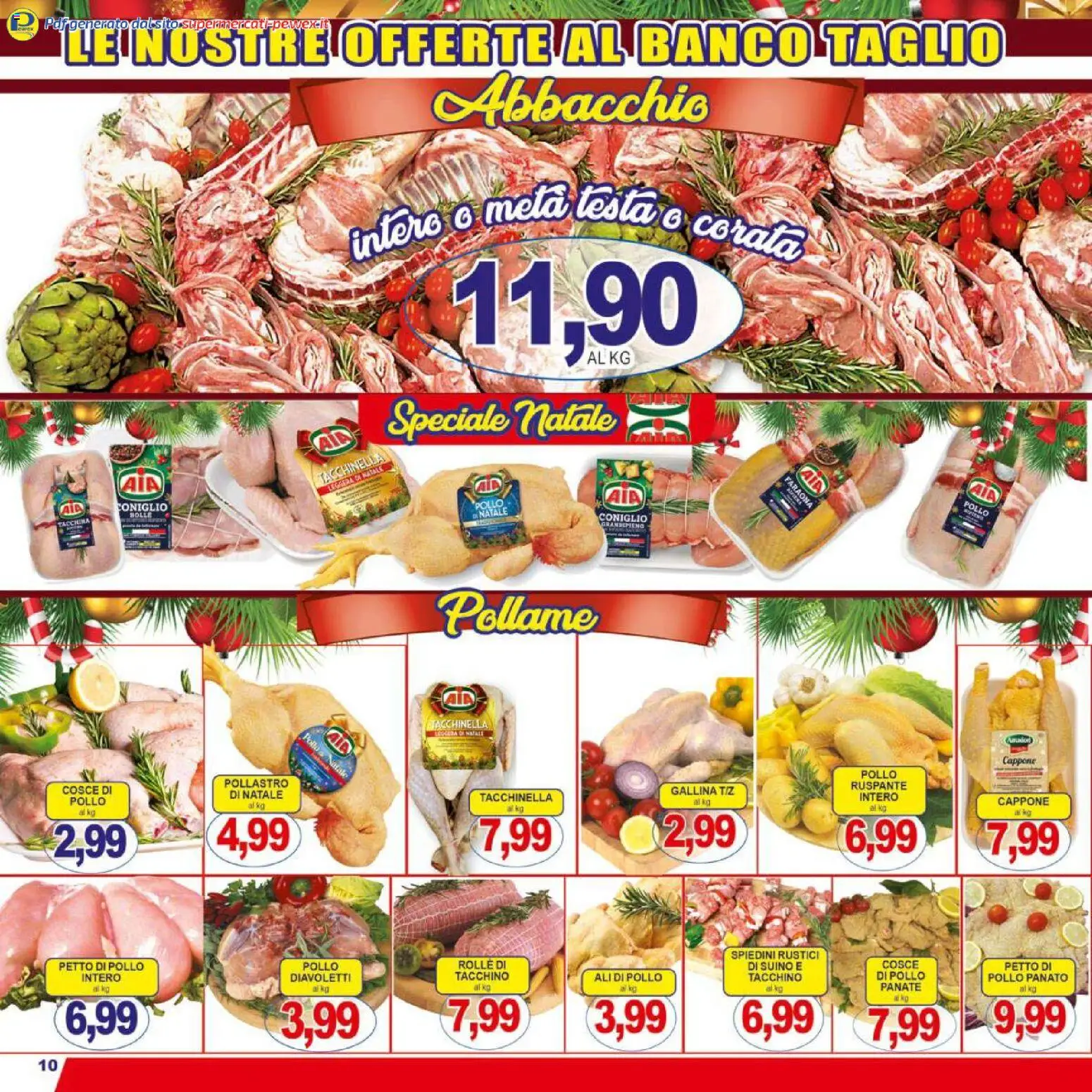 Volantino Pewex del 16.12.2025 | Pagina: 10 | Prodotti: Petto di Pollo, Tacchino, Rustici, Cosce di pollo