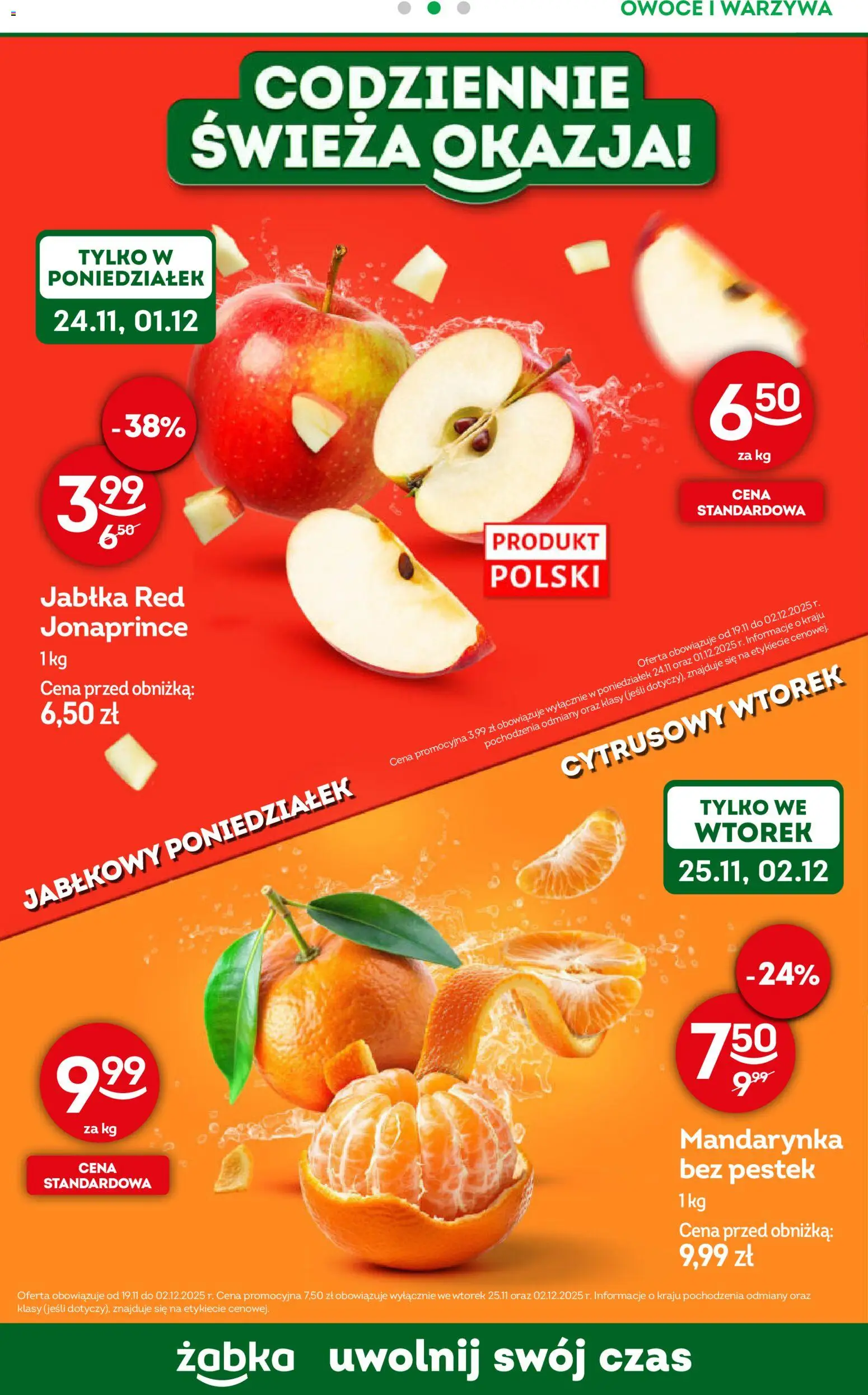 Żabka Gazetka - Codzienne produkty od 19.11.2025 | Strona: 8 | Produkty: Jabłka, Warzywa, Owoce