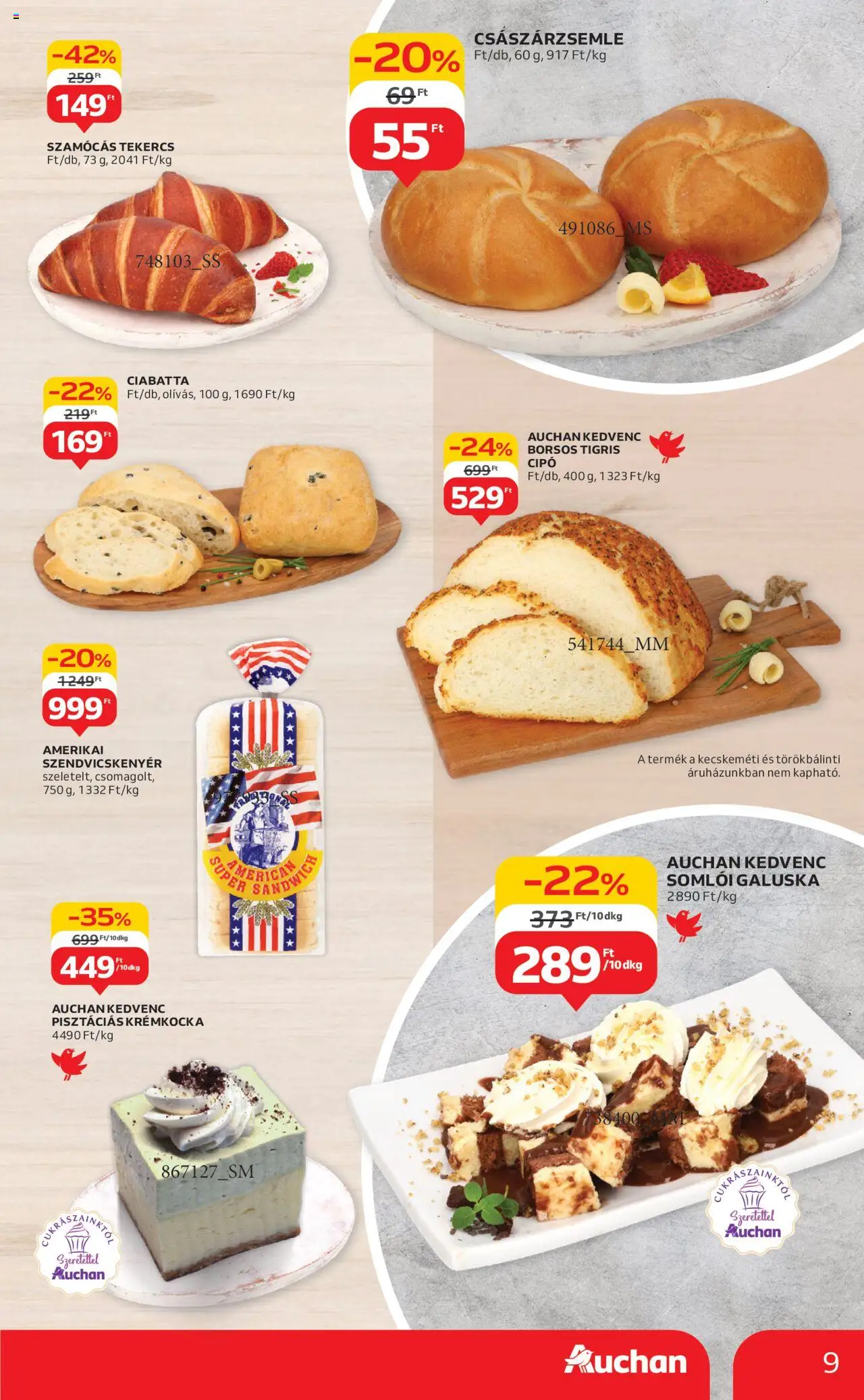 Auchan akciós ujság - amely érvényes a következő dátumtól: 07.08.2025 | Oldal: 9 | Termékek: Császárzsemle, Szendvicskenyér, Ciabatta