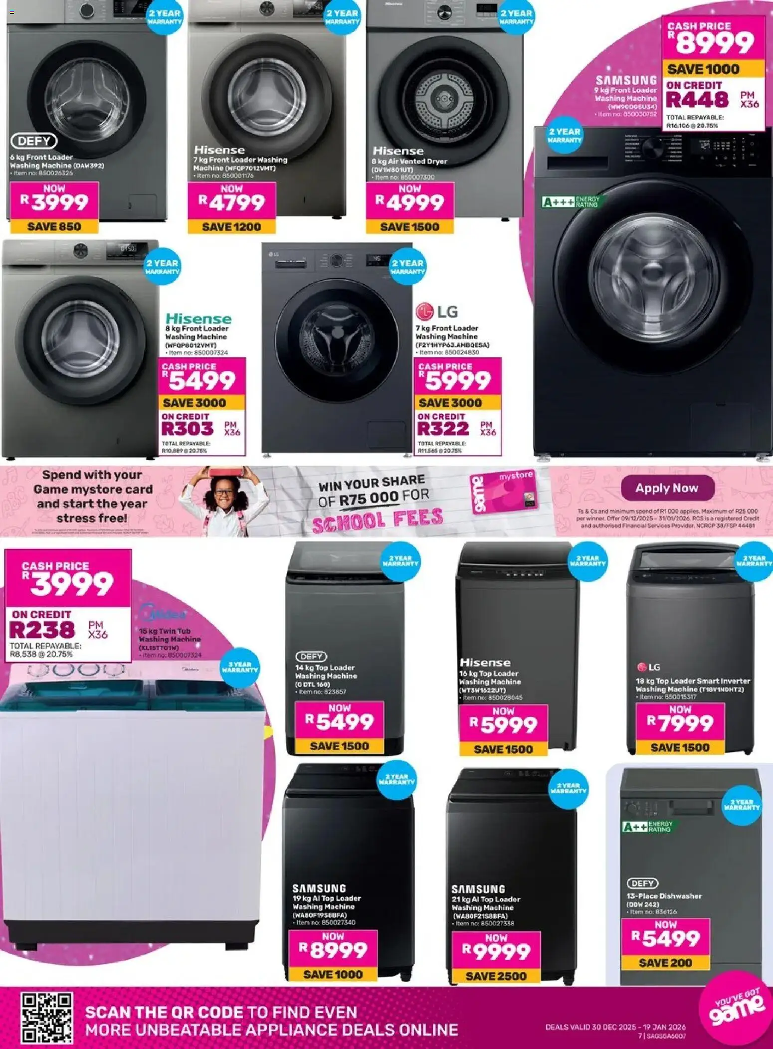 New Game catalogue – valid from 30.12.2025 | Page: 7 | Products: Washing machine, Dryer, Dishwasher