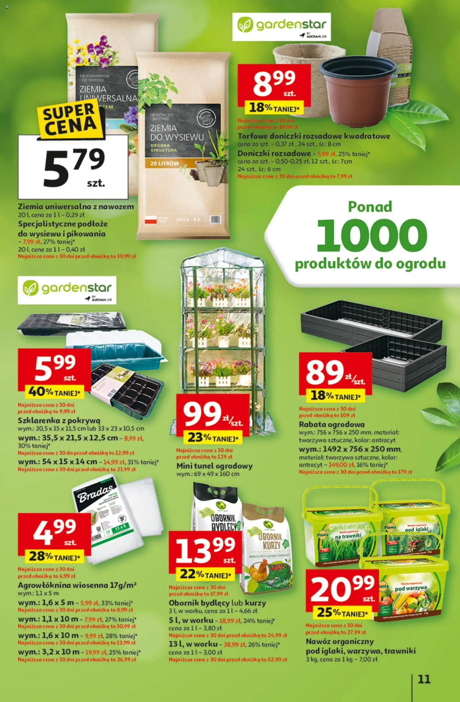Auchan Gazetka - 30 Lat Hipermarket od 26.02.2026 | Strona: 11 | Produkty: Ziemia uniwersalna, Ziemia, Doniczki, Warzywa