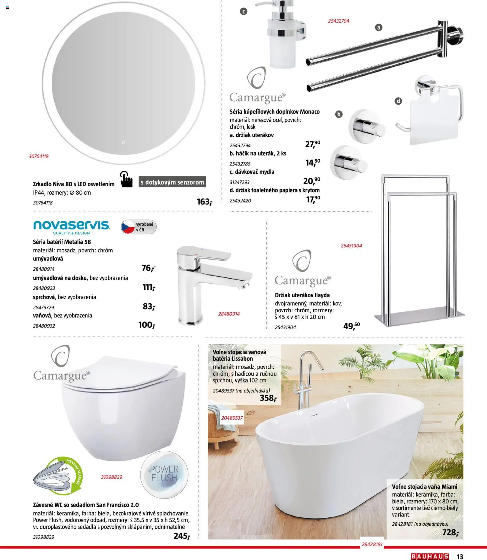 Nové Bauhaus akcie – leták je platný od 15.12.2025 | Strana: 13 | Produkty: Zrkadlo, Vaňa, Wc, Batéria