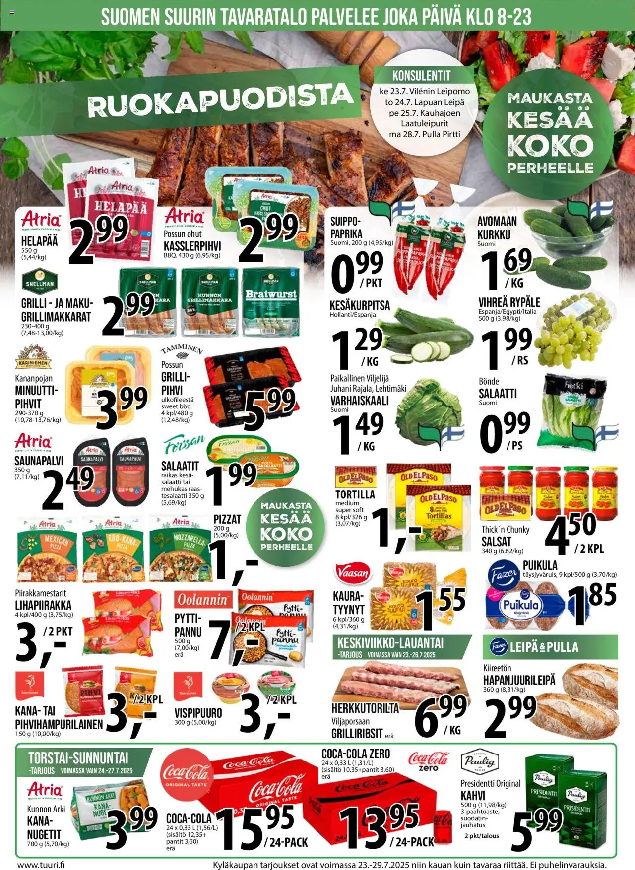 | Sivu: 11 | Tuotteet: Paprika, Pihvi, Grillimakkara, Kurkku