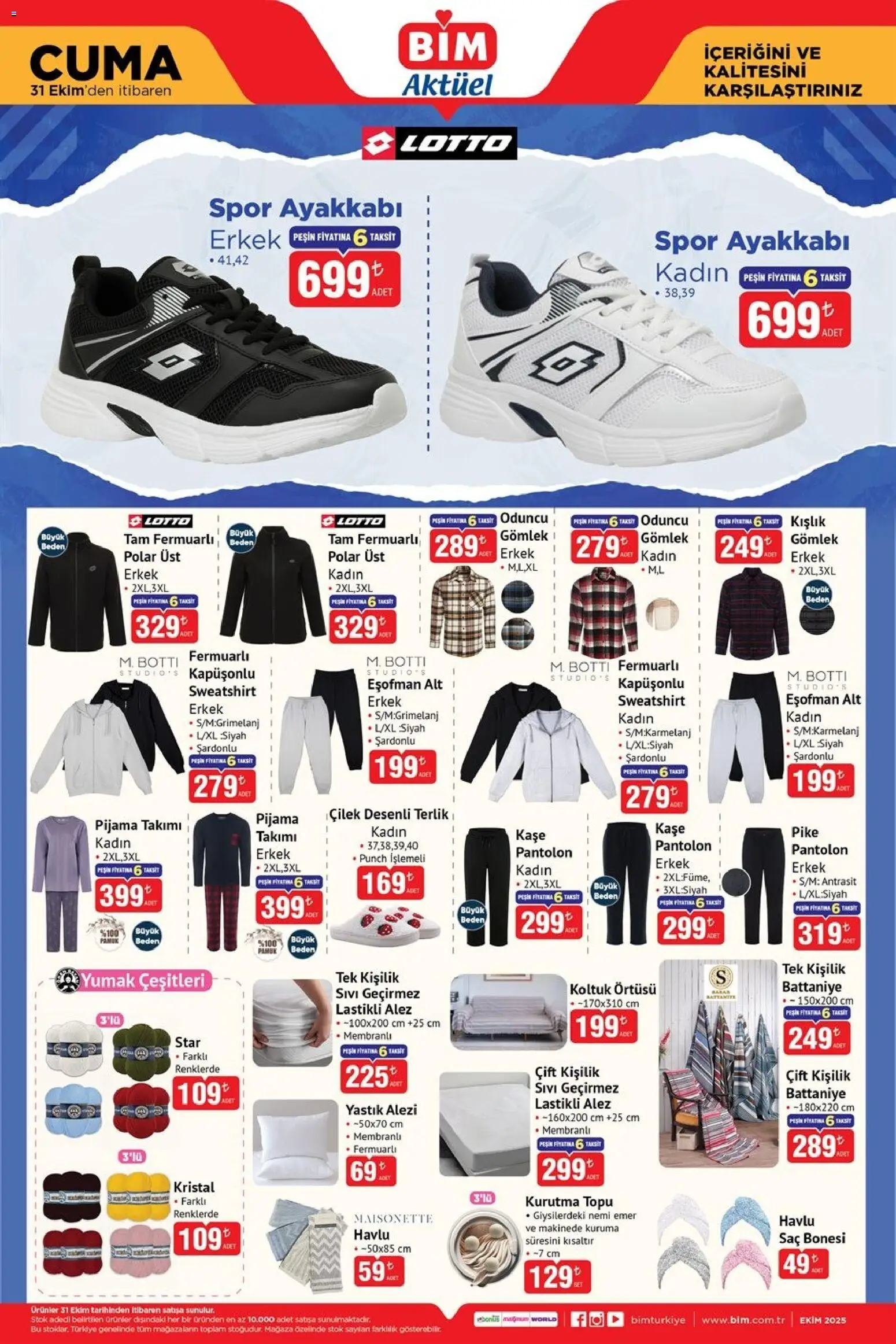 BİM Katalog Cuma - 31.10.2025 tarihinden itibaren geçerlidir | Sayfa: 4 | Ürünler: Battaniye, Pantolon, Pijama, Terlik
