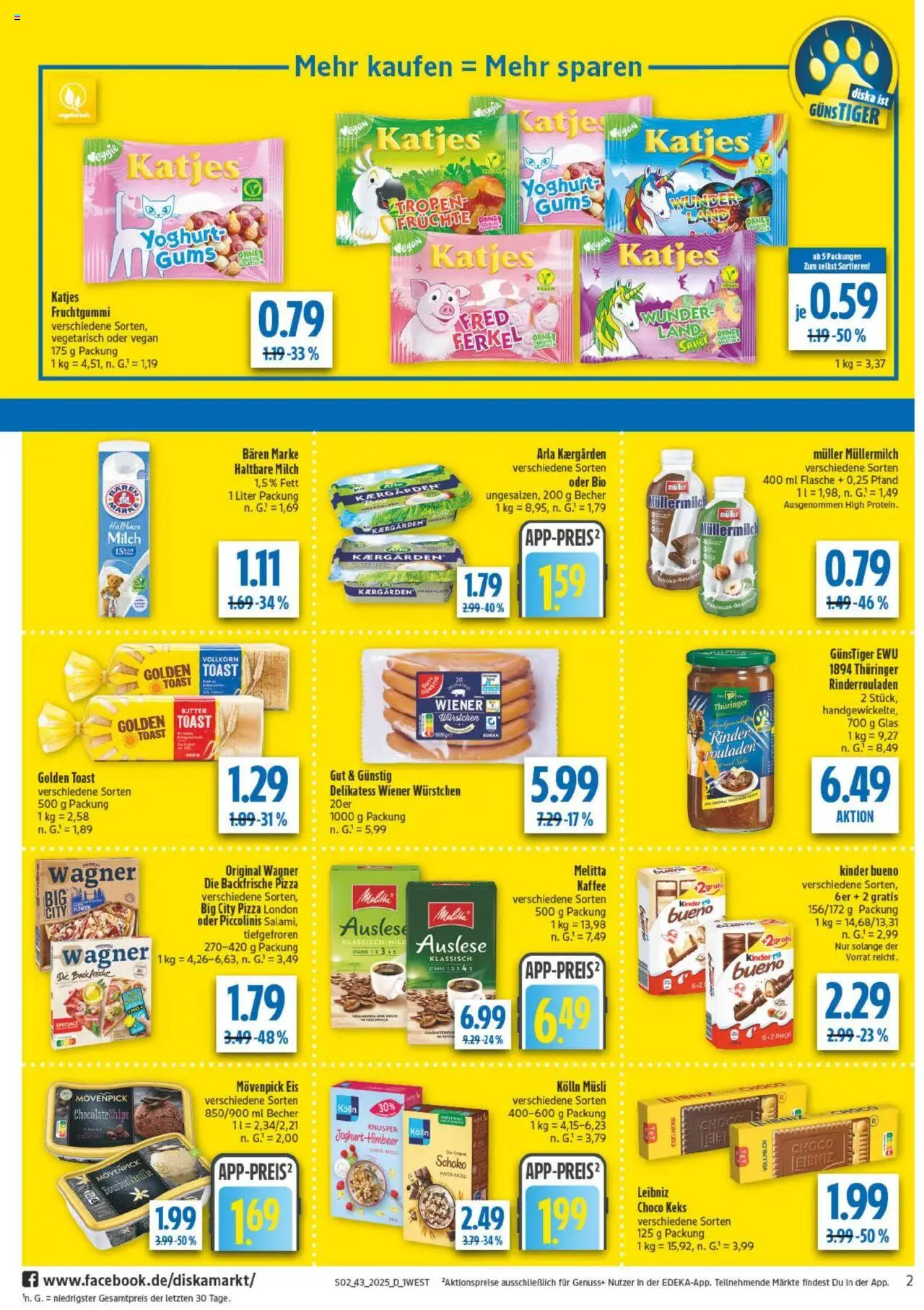 Diska - Diska Angebote Bayern KW43 – gültig ab 20.10.2025 | Seite: 2 | Produkte: Haltbare milch, Katjes, Piccolinis, Müllermilch