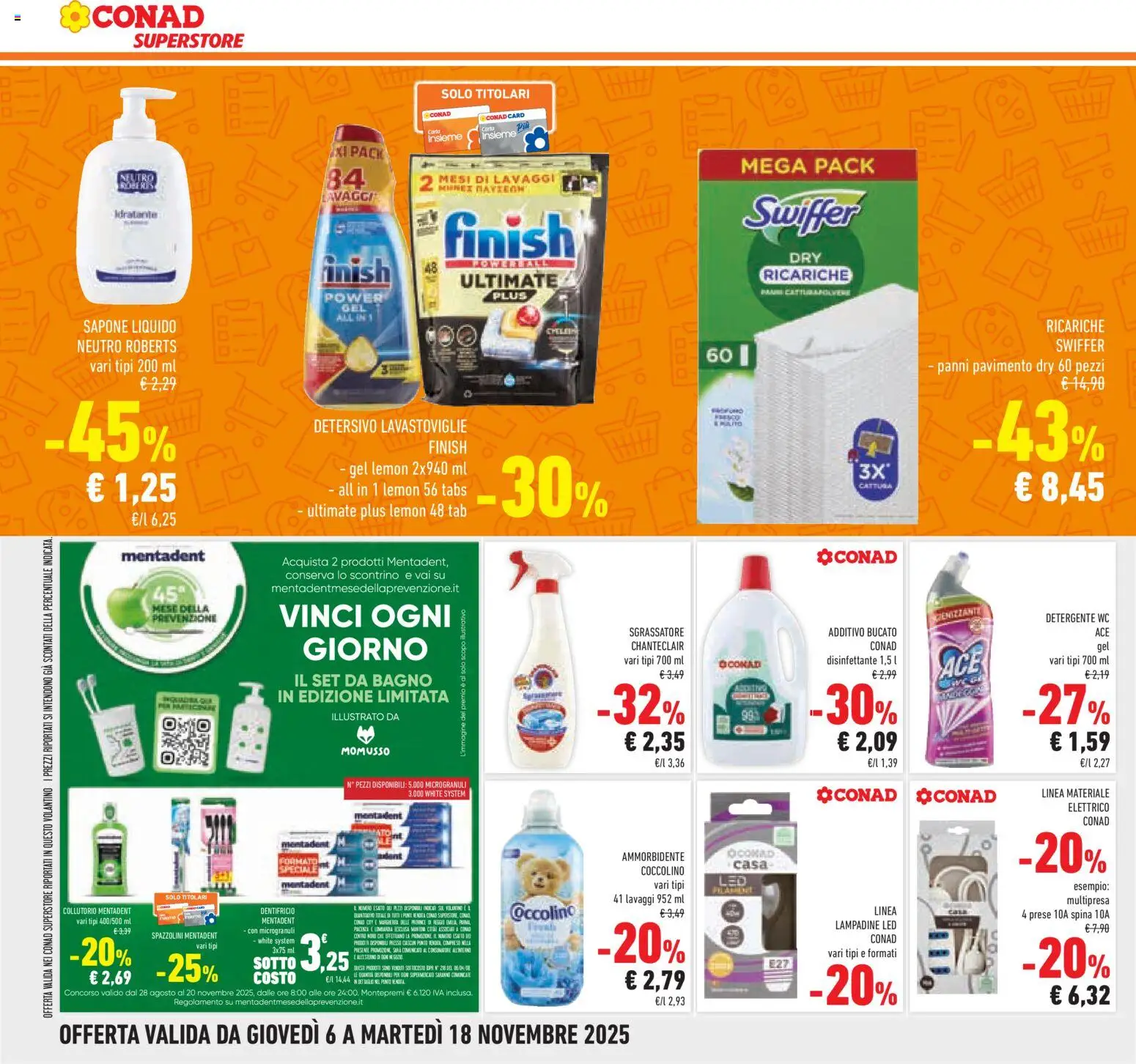 Volantino Conad del 06.11.2025 | Pagina: 34 | Prodotti: Sapone, Sgrassatore, Lavastoviglie, WC