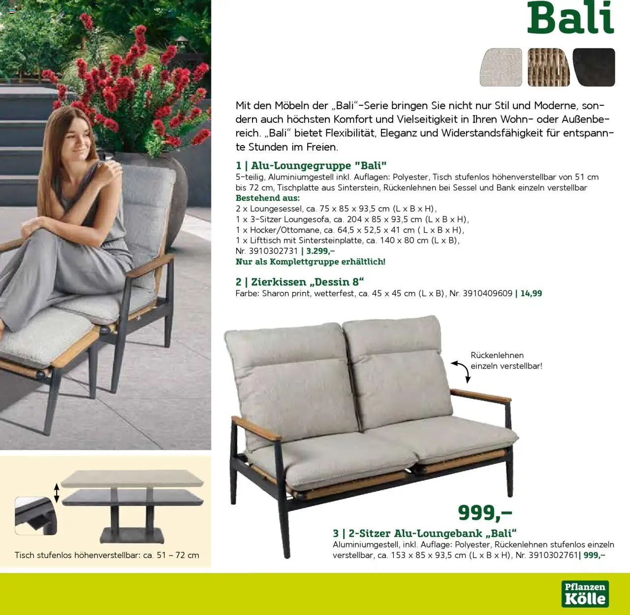 Pflanzen-Kölle Gartenmöbel Katalog 2025 – gültig ab 22.01.2025 | Seite: 3 | Produkte: Sessel, Tisch