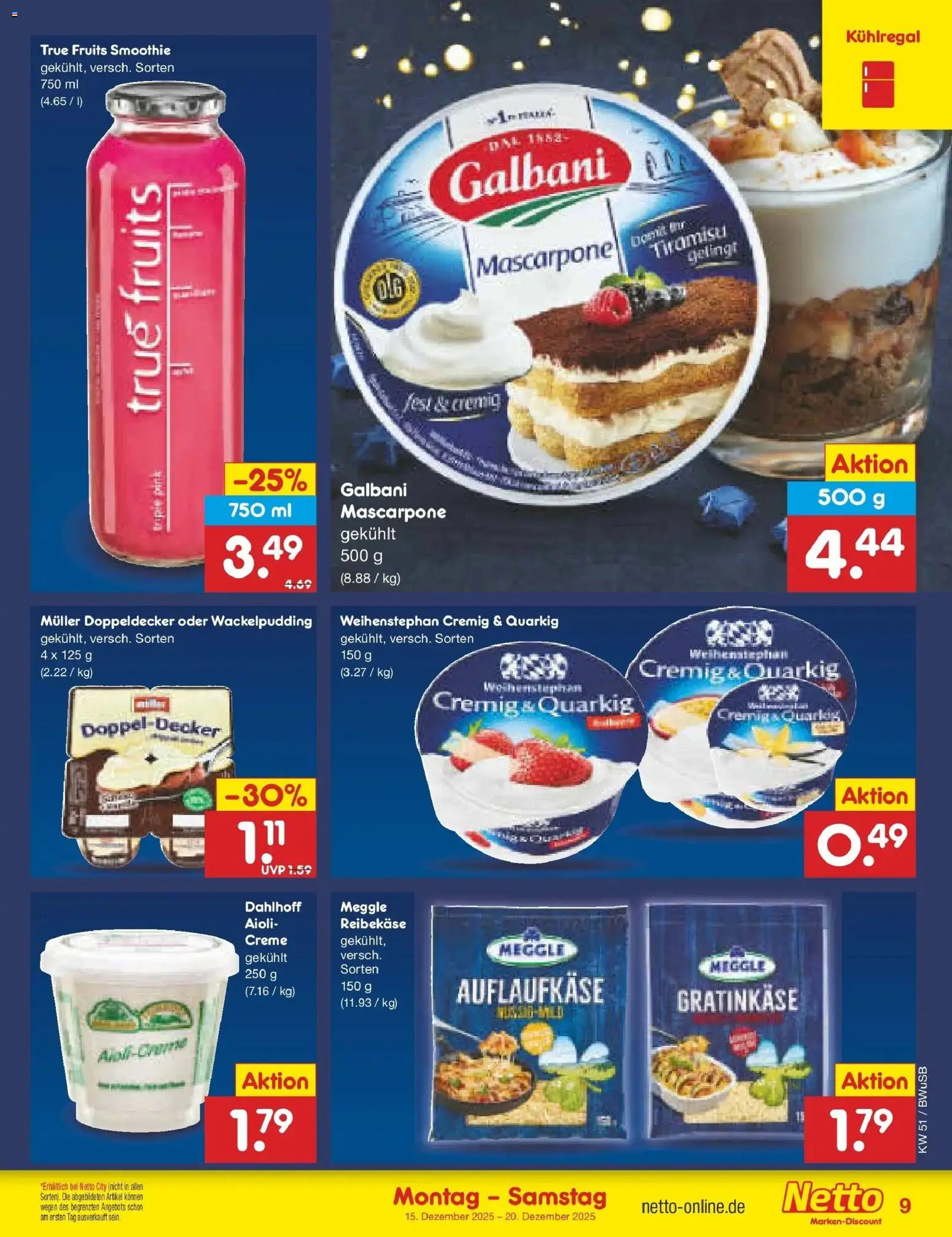 Netto Marken-Discount prospekt Stemwede-Dielingen	 – gültig ab 15.12.2025 | Seite: 9 | Produkte: Mascarpone, Creme, Reibekase