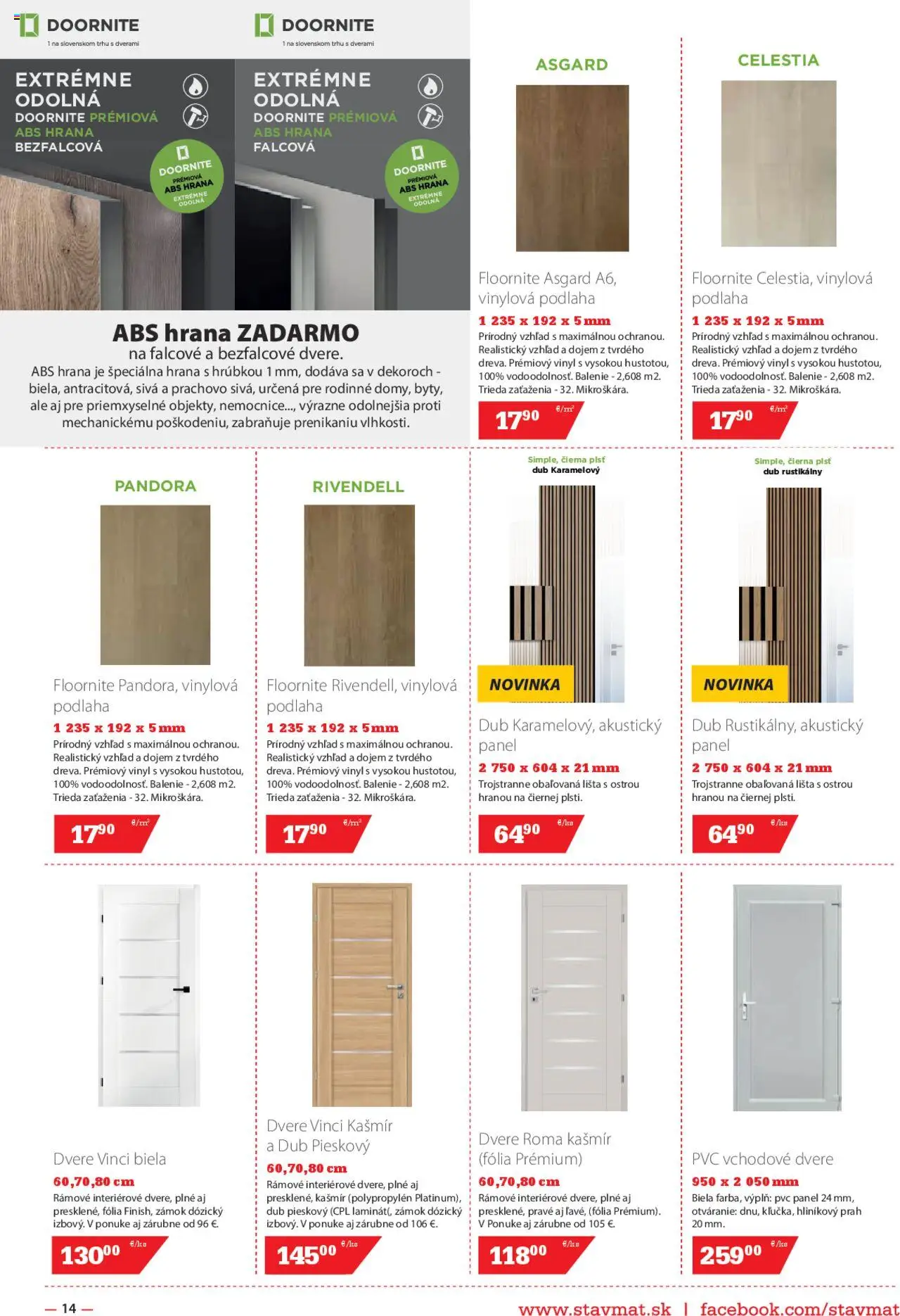 Nové STAVMAT STAVEBNINY akcie – leták je platný od 20.10.2025 | Strana: 14 | Produkty: Vinylová podlaha, Vchodové dvere, Dvere, Podlaha