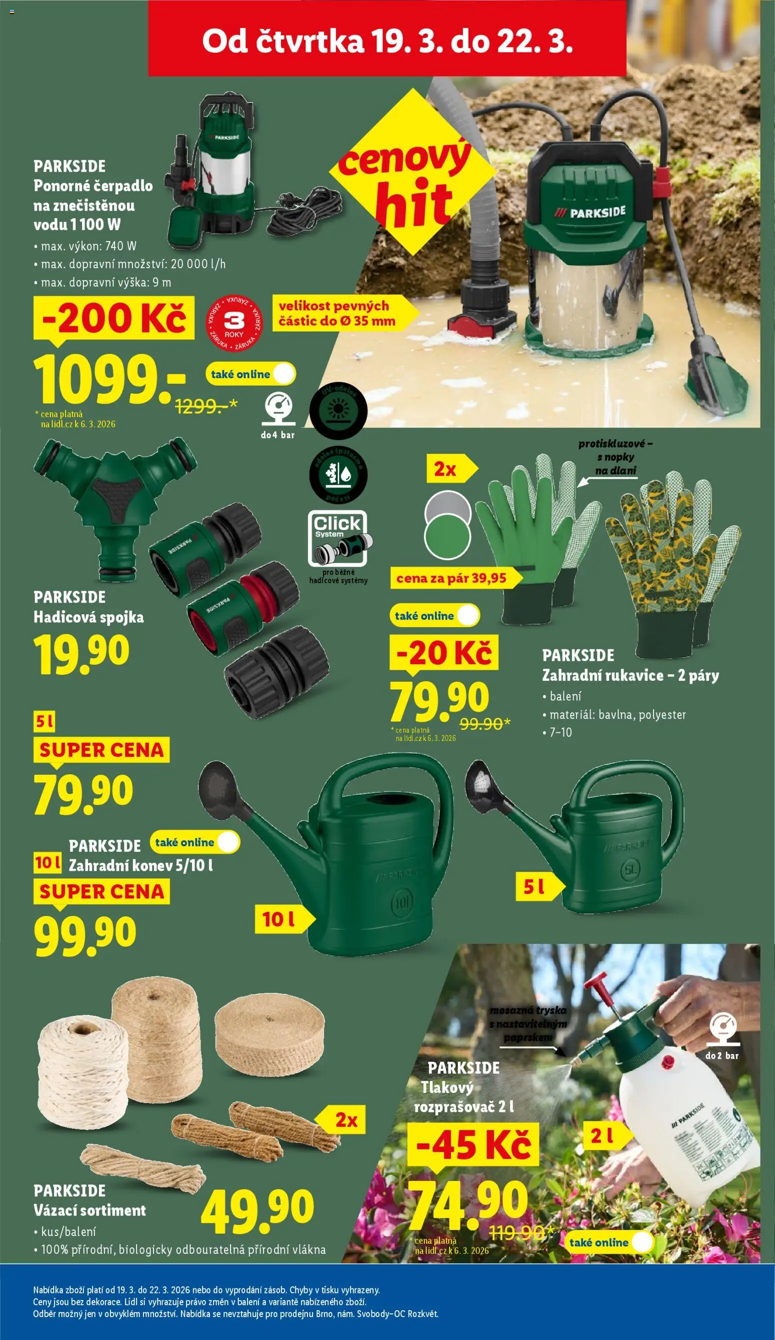 Lidl leták - Spotřební zboží od 19.03.2026 | Strana: 25 | Produkty: Rukavice, Zahradní rukavice, Čerpadlo, Rozprašovač