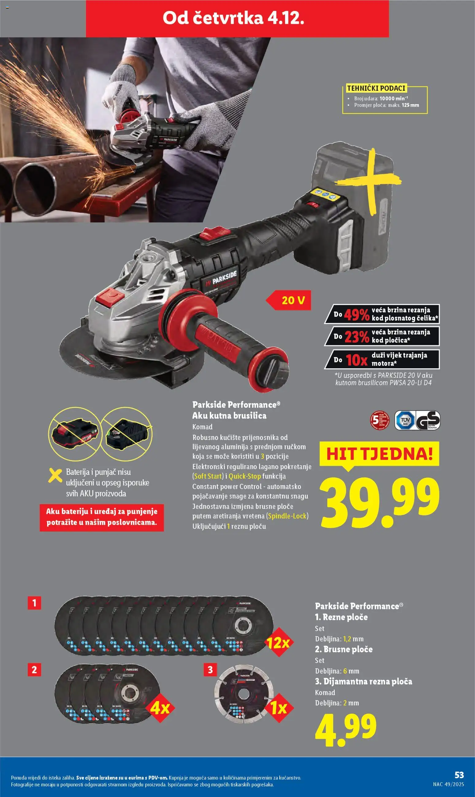 Lidl katalog | vrijedi od 01.12.2025 | Stranica: 53 | Proizvodi: Brusilica, Baterija, Kutna brusilica, Parkside