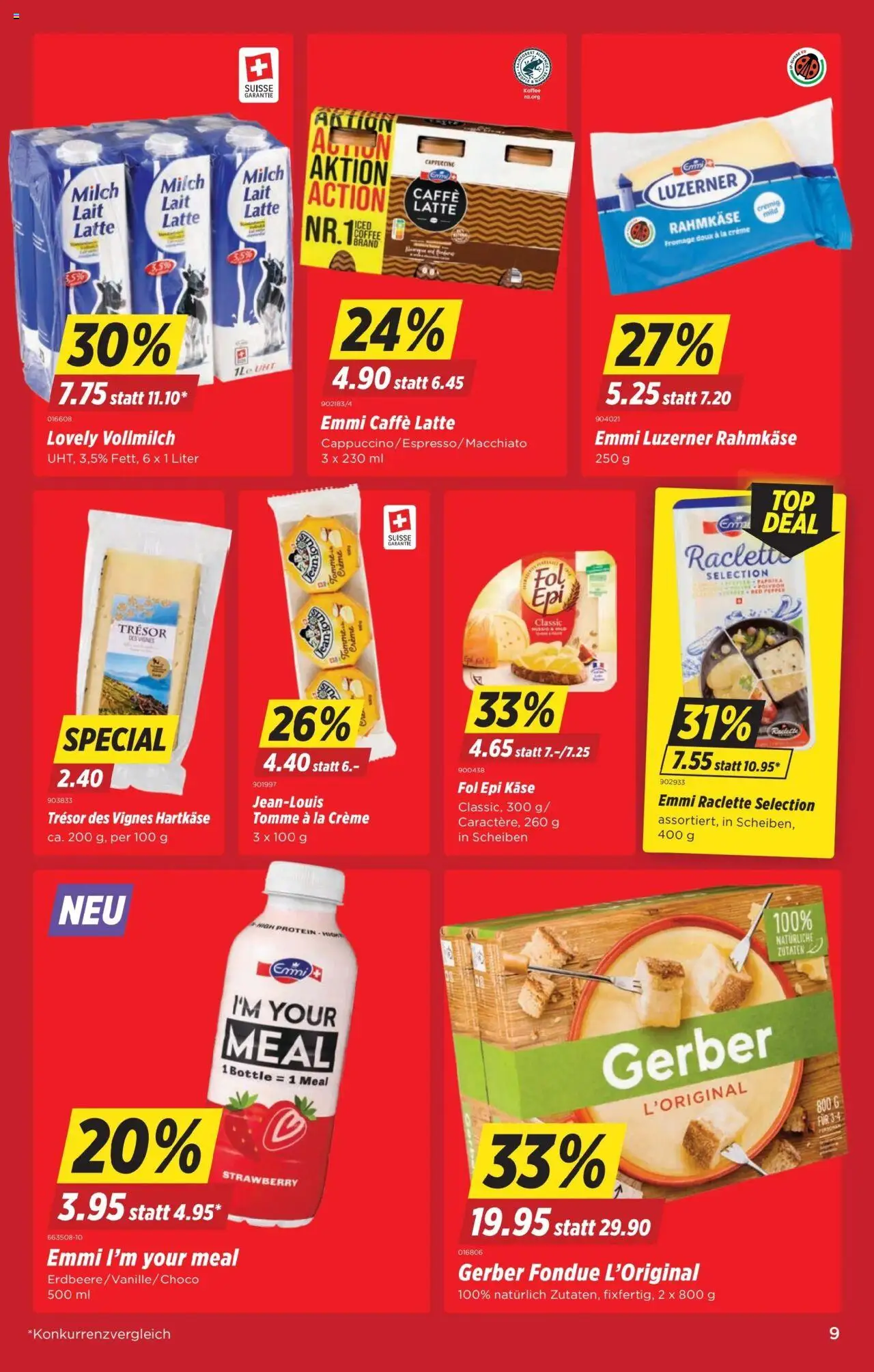 Denner Aktionen – gültig ab 30.09.2025 | Seite: 9 | Produkte: Käse, Raclette, Fondue, Creme