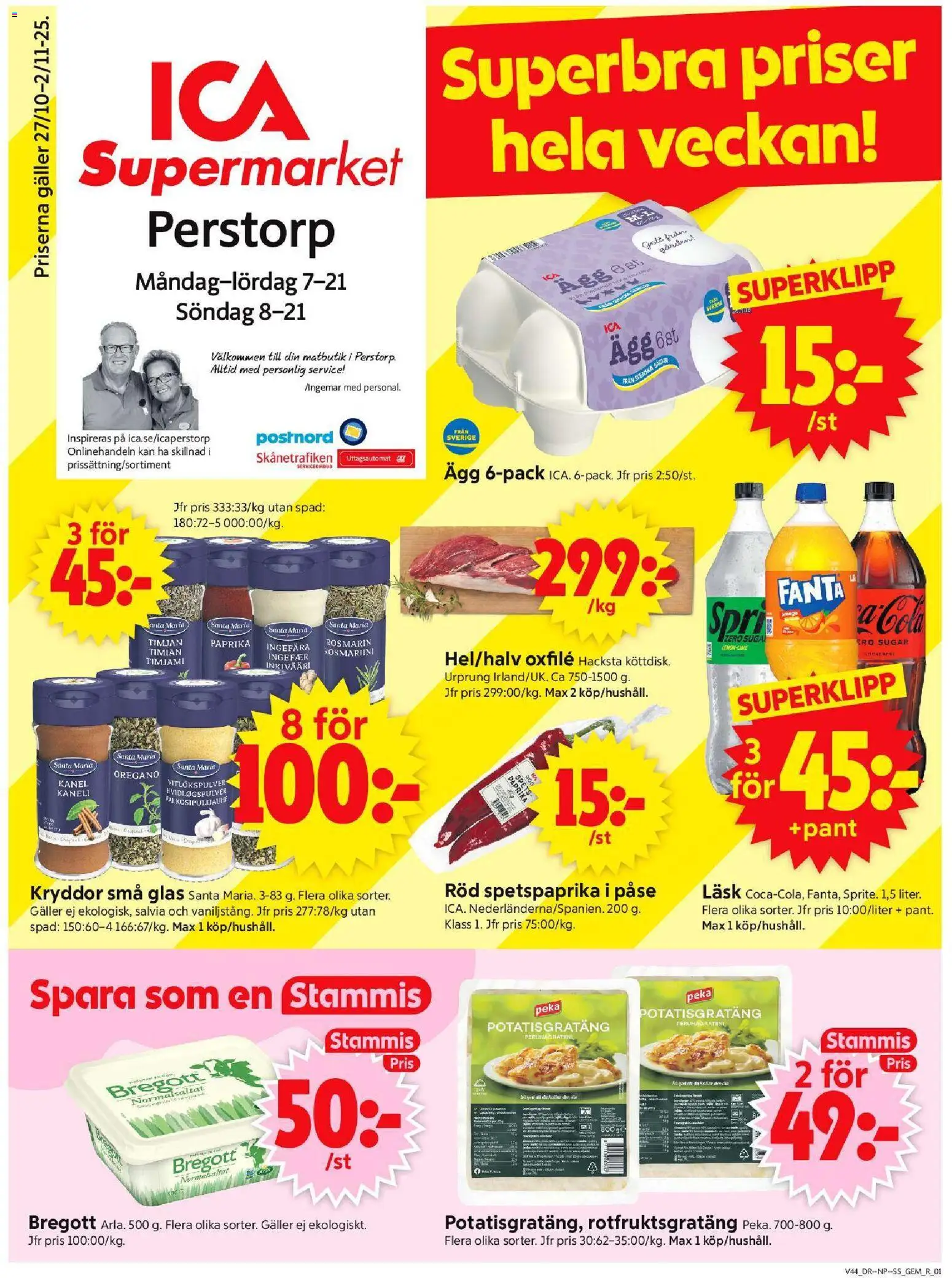 ICA Supermarket reklamblad aktuell från 27.10.2025 | Sida: 1