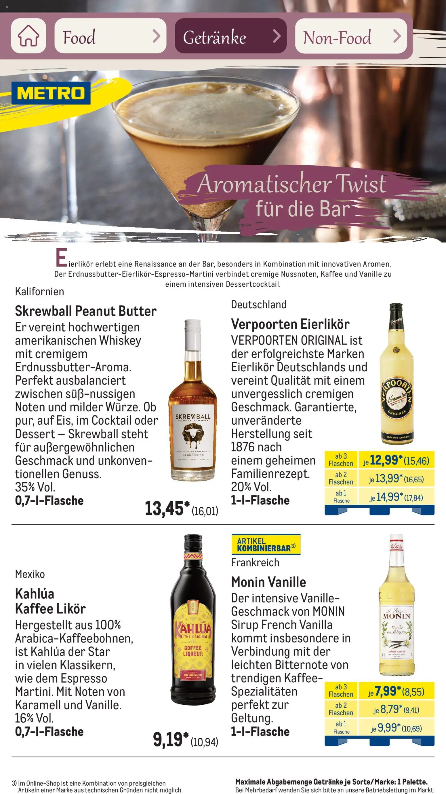 Metro Saisonkatalog Frühlingsgenuss – gültig ab 01.03.2026 | Seite: 74 | Produkte: Butter, Kaffee, Sirup, Whiskey