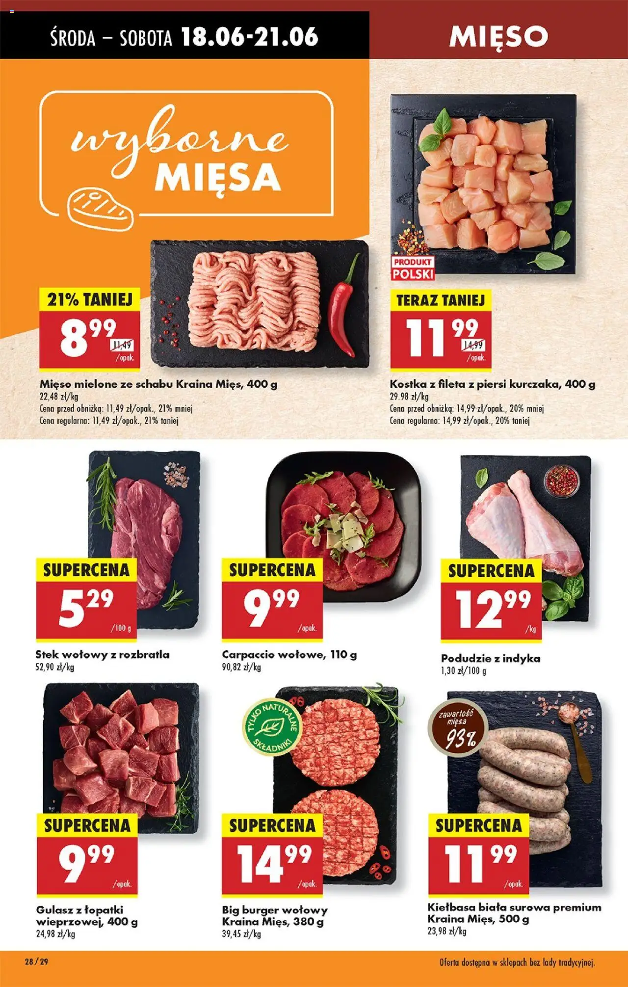 Biedronka gazetka - Oferta W tym tygodniu od 18.06.2025 | Strona: 32 | Produkty: Kiełbasa, Burger wołowy, Mięso, Gulasz