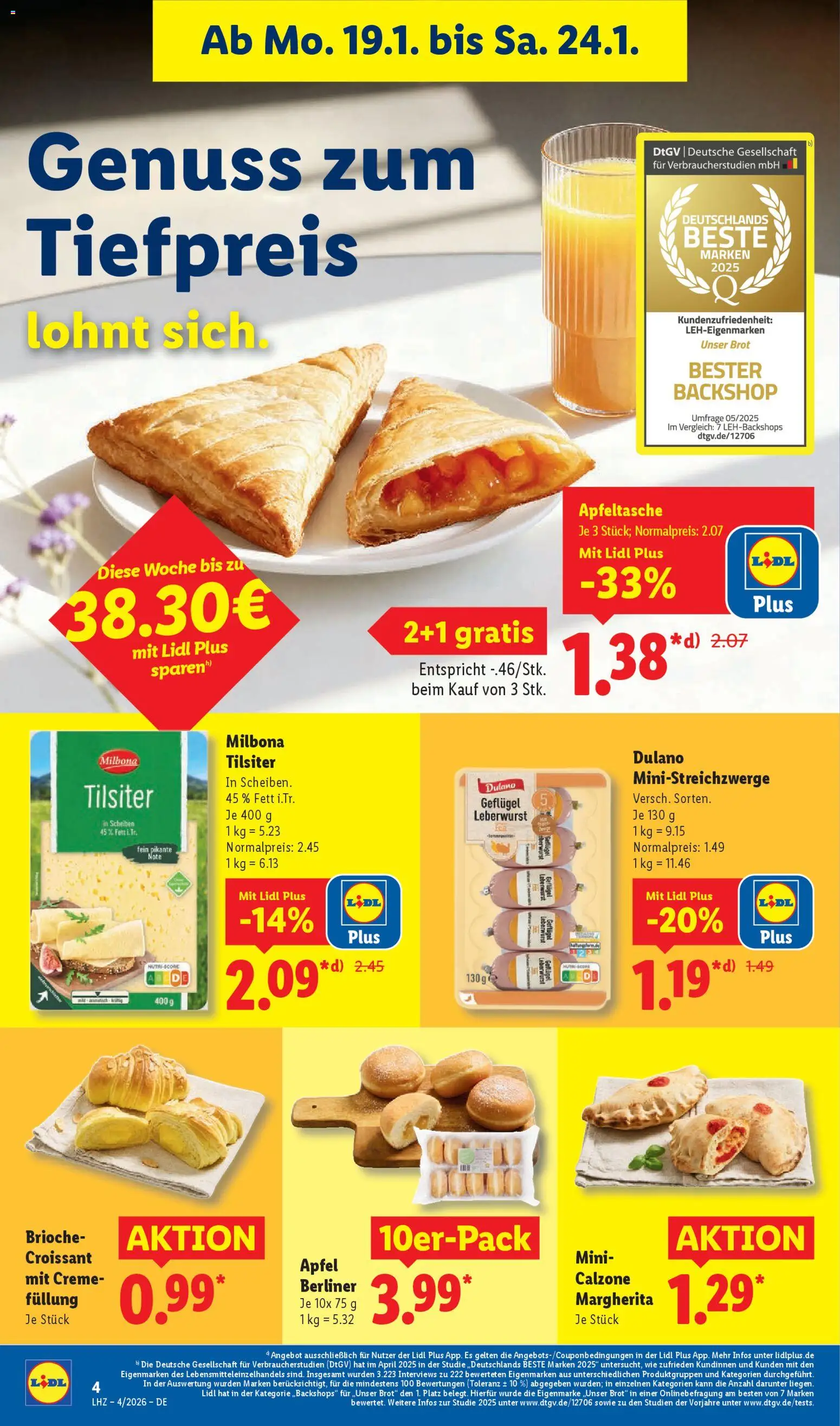 Lidl Prospekt Rahden – gültig ab 19.01.2026 | Seite: 10 | Produkte: Berliner, Äpfel, Croissant, Brot