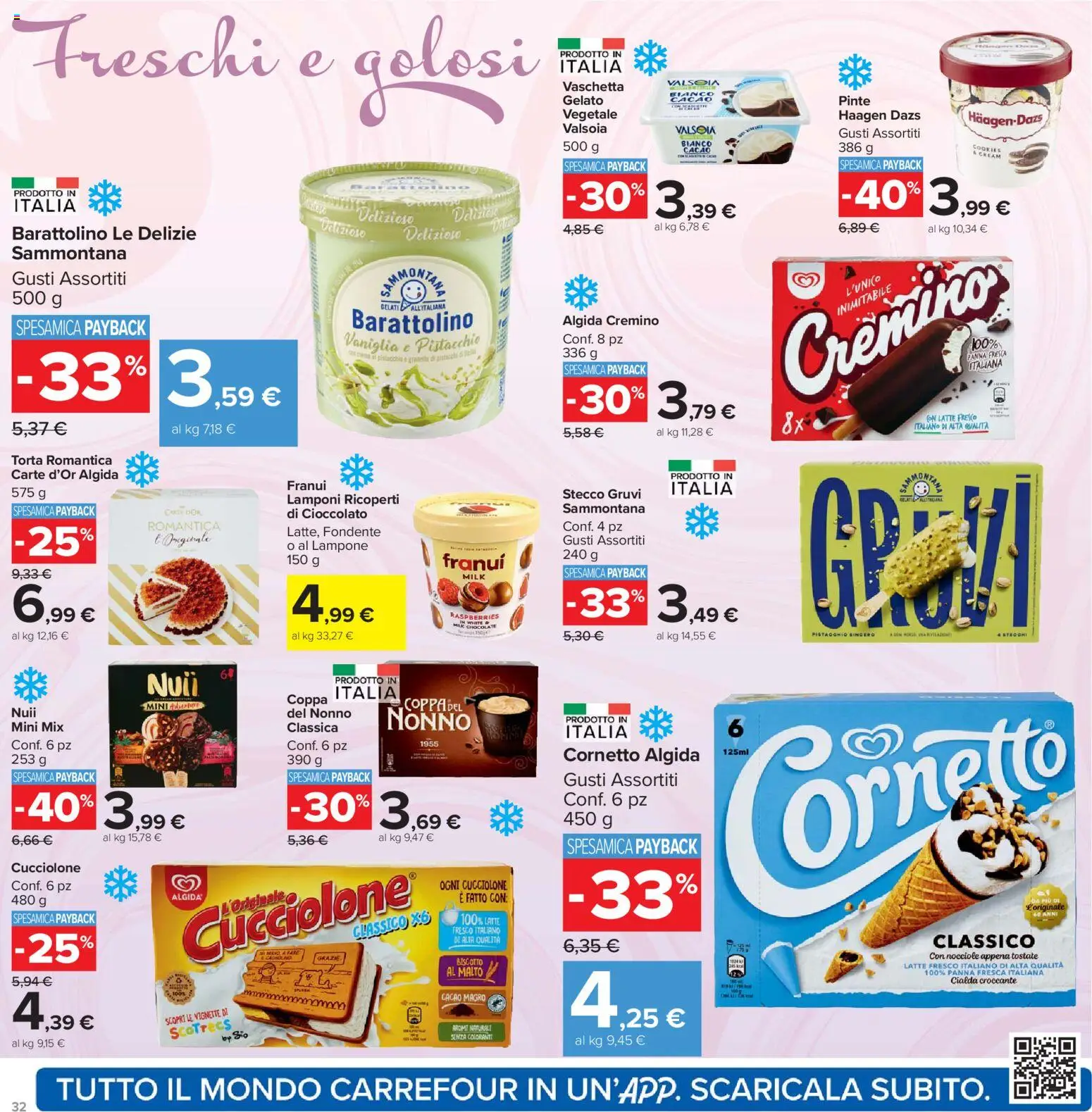 Volantino Carrefour del 24.03.2026 | Pagina: 32 | Prodotti: Cioccolato, Lamponi, Cornetto, Panna