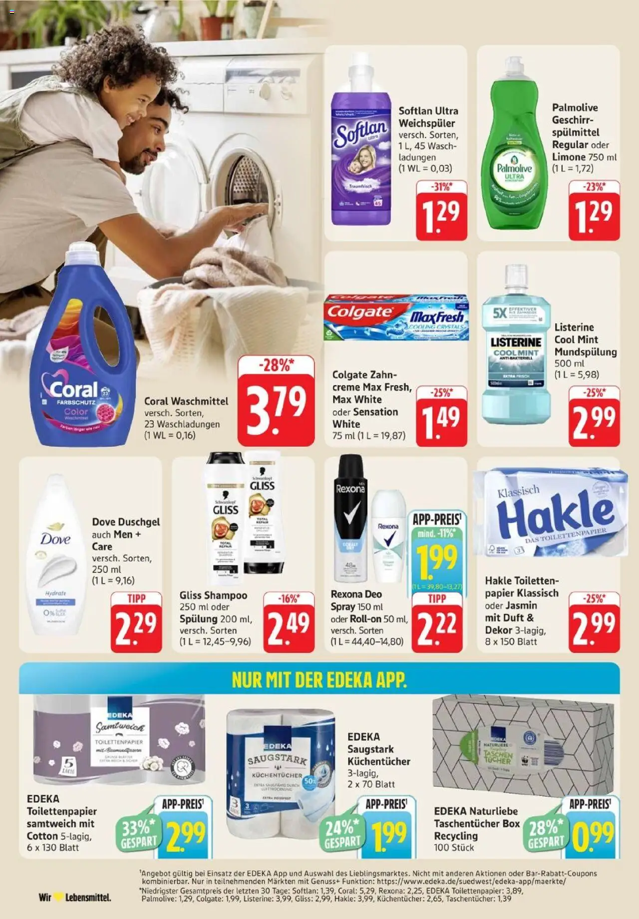 Edeka Prospekt 	 - gültig ab dem 07.07.2025 | Seite: 30 | Produkte: Coral, Creme, Weichspüler, Shower Gel