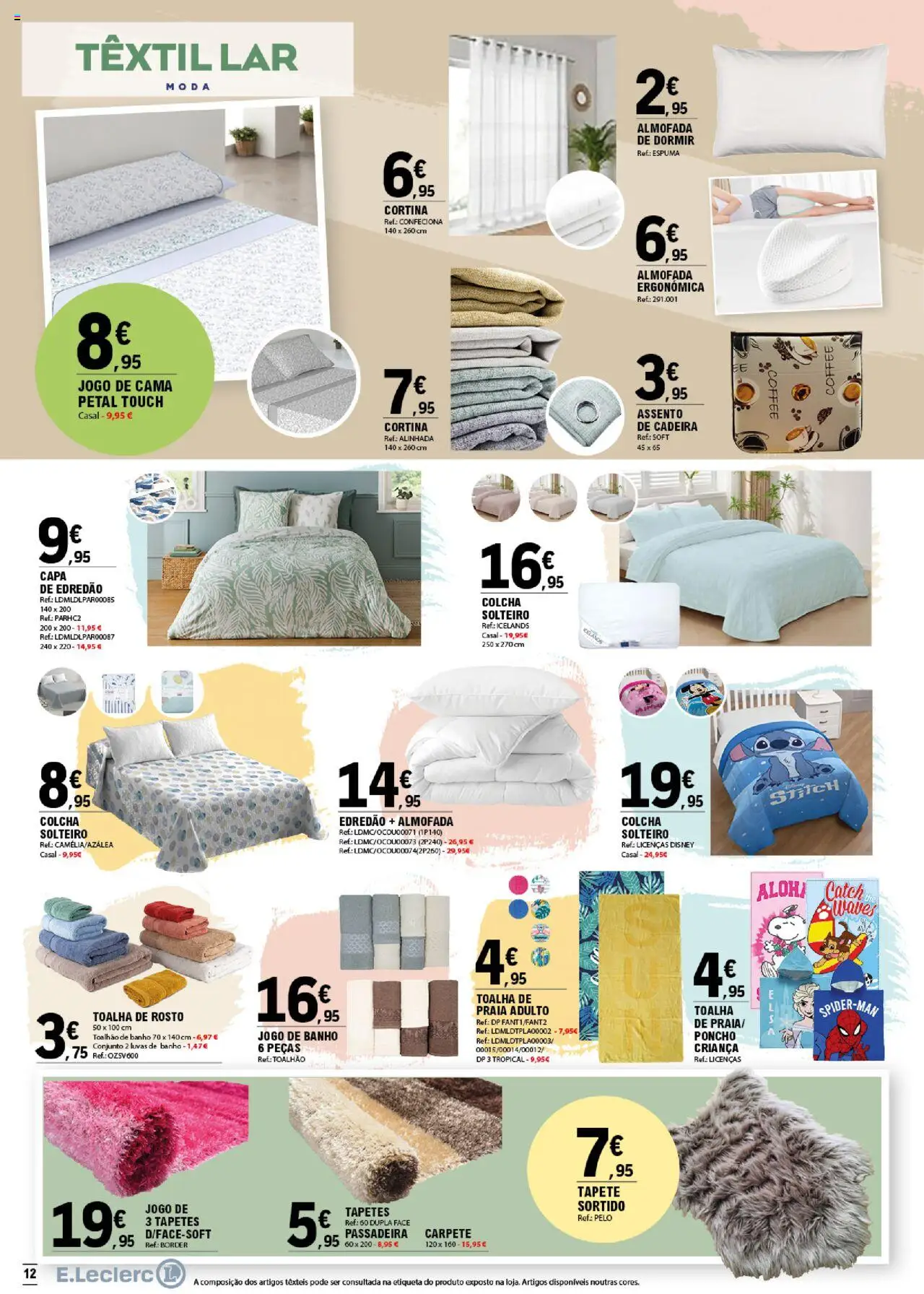 E.Leclerc - Aniversário Santa Maria da Feira │ válido de 24.07.2025 | Página: 12 | Produtos: Cadeira, Tapete, Colcha, Cortina