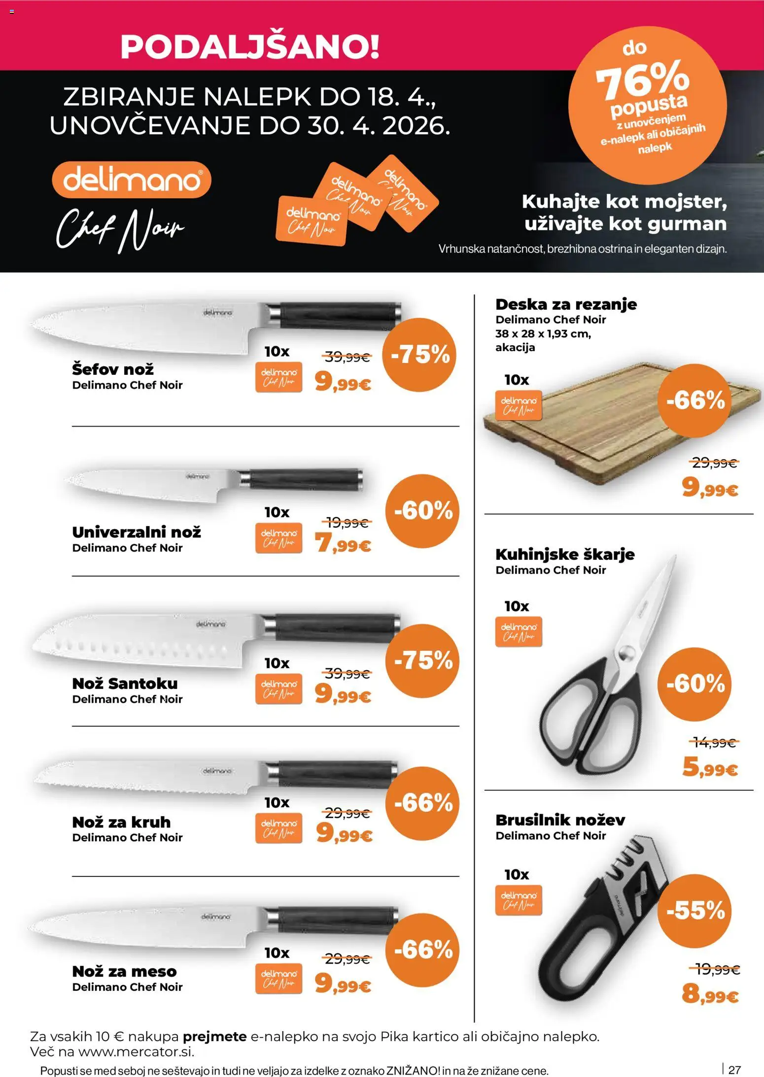 Novi Mercator katalog ponudbe – veljaven od 16.04.2026 | Stran: 27 | Izdelki: Nož, Kruh, Brusilnik