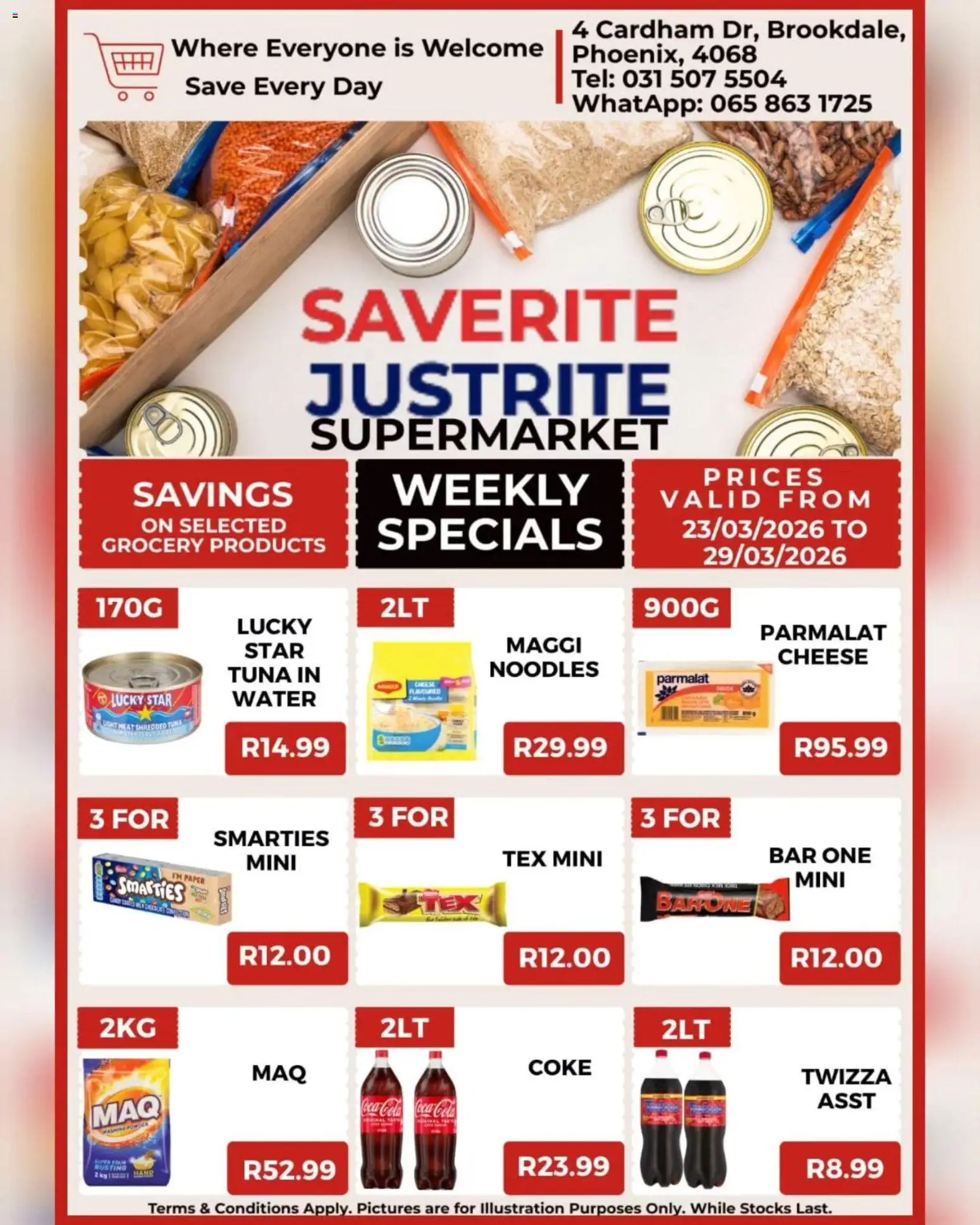 New Saverite catalogue – valid from 23.03.2026 | Page: 2 | Products: Tuna, Coke, Cheese, Paper