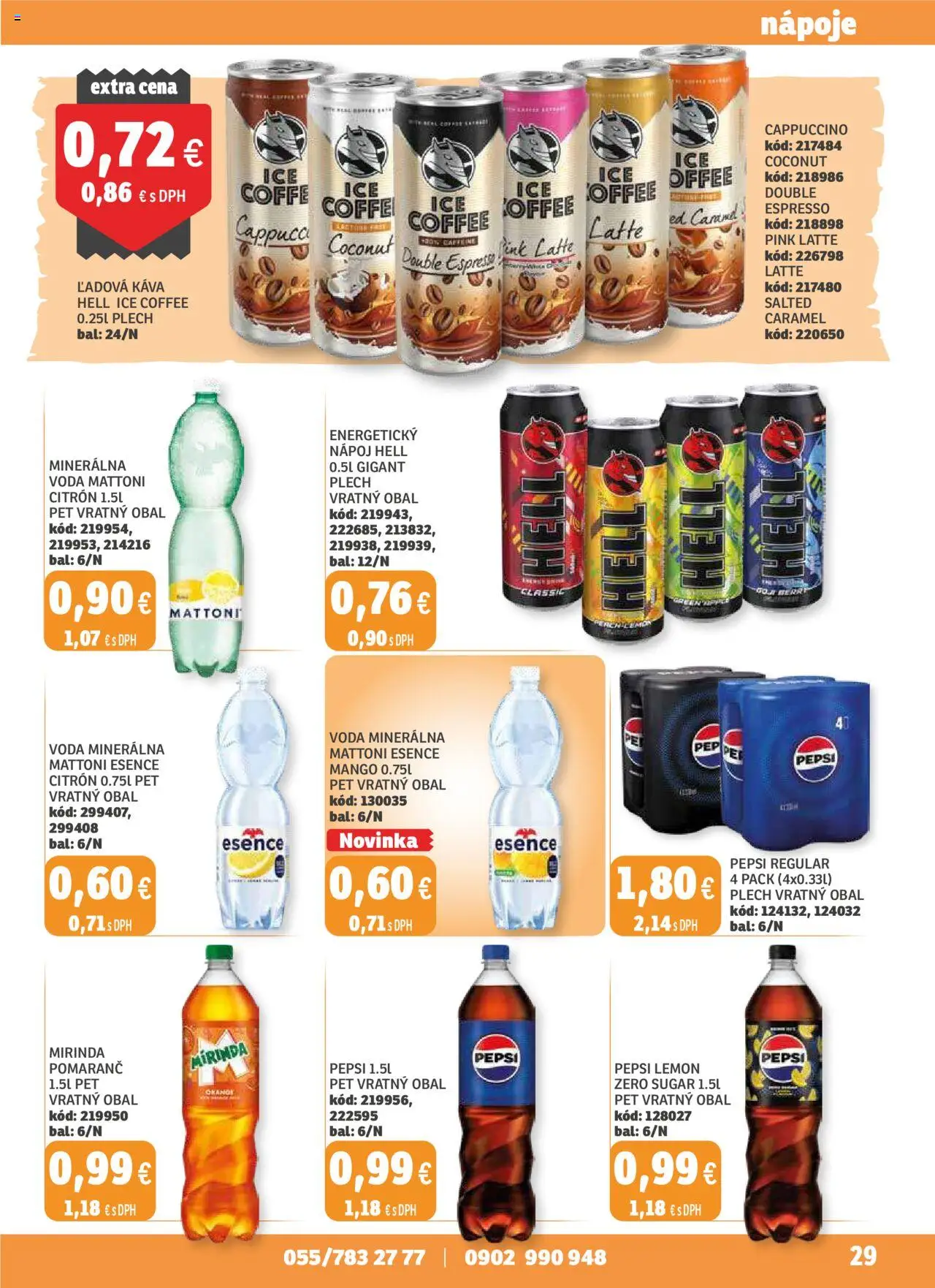 Labaš magazín │ platný od 22.08.2025 | Strana: 29 | Produkty: Voda, Pepsi, Mirinda, Mango