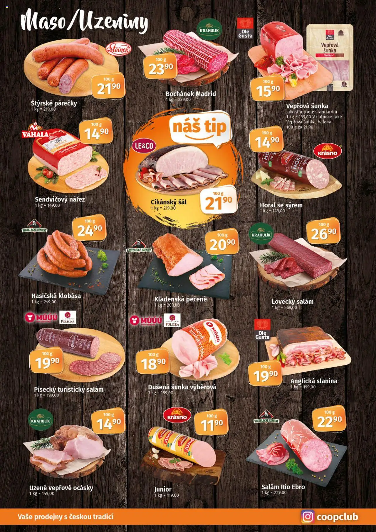 Coop leták - Tuty od 08.10.2025 | Strana: 2 | Produkty: Polička, Šunka, Anglická slanina, Lovecký salám