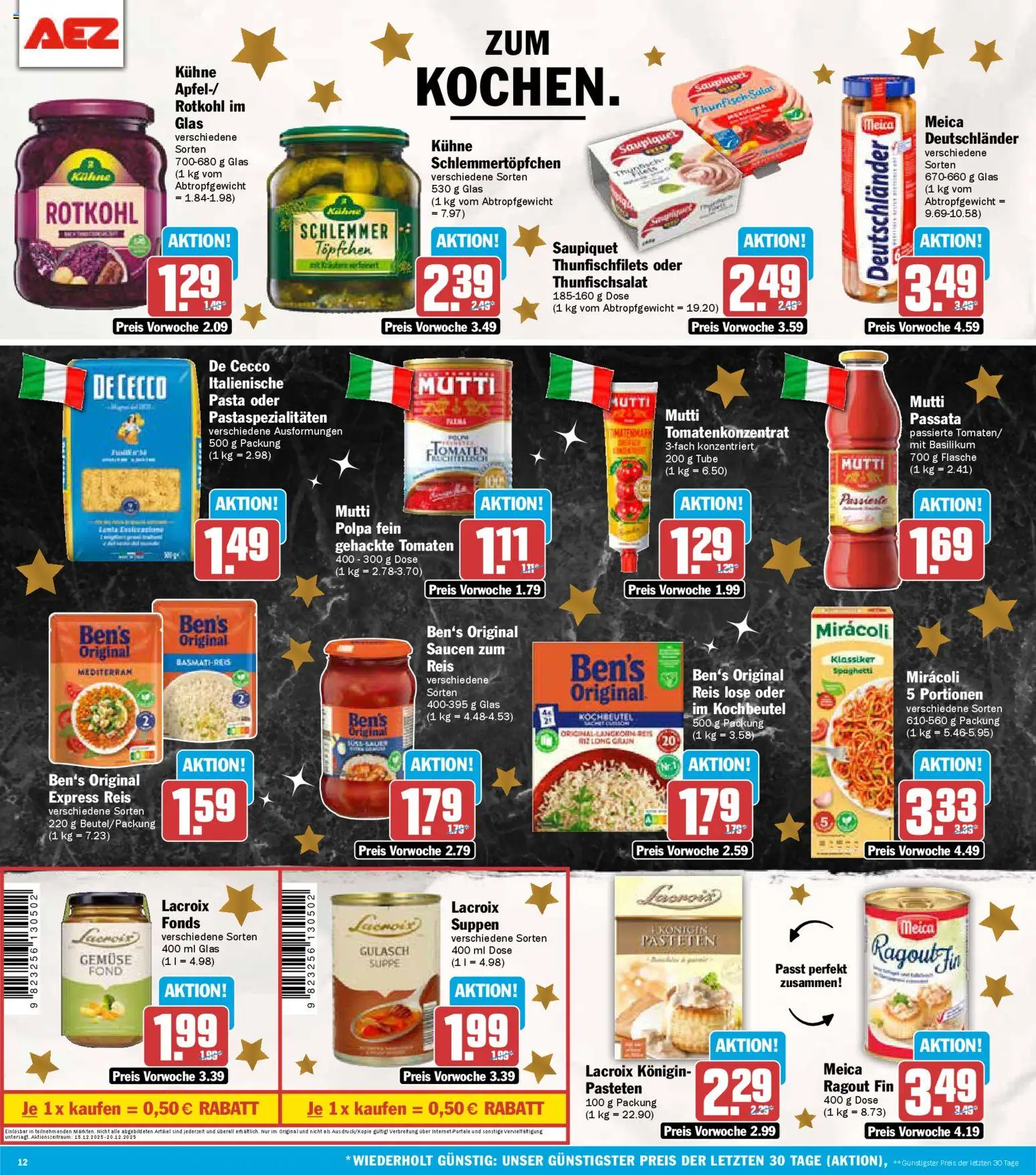 AEZ Prospekt 	 – gültig ab 15.12.2025 | Seite: 12 | Produkte: Tomaten, Gemüse, Gulasch, Reis