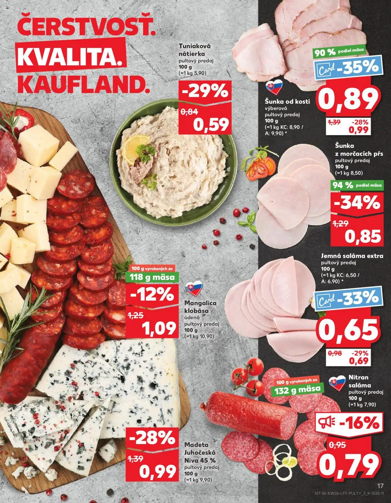 Nové Kaufland akcie – leták je platný od 26.06.2025 | Strana: 17 | Produkty: Saláma, Šunka, Klobása