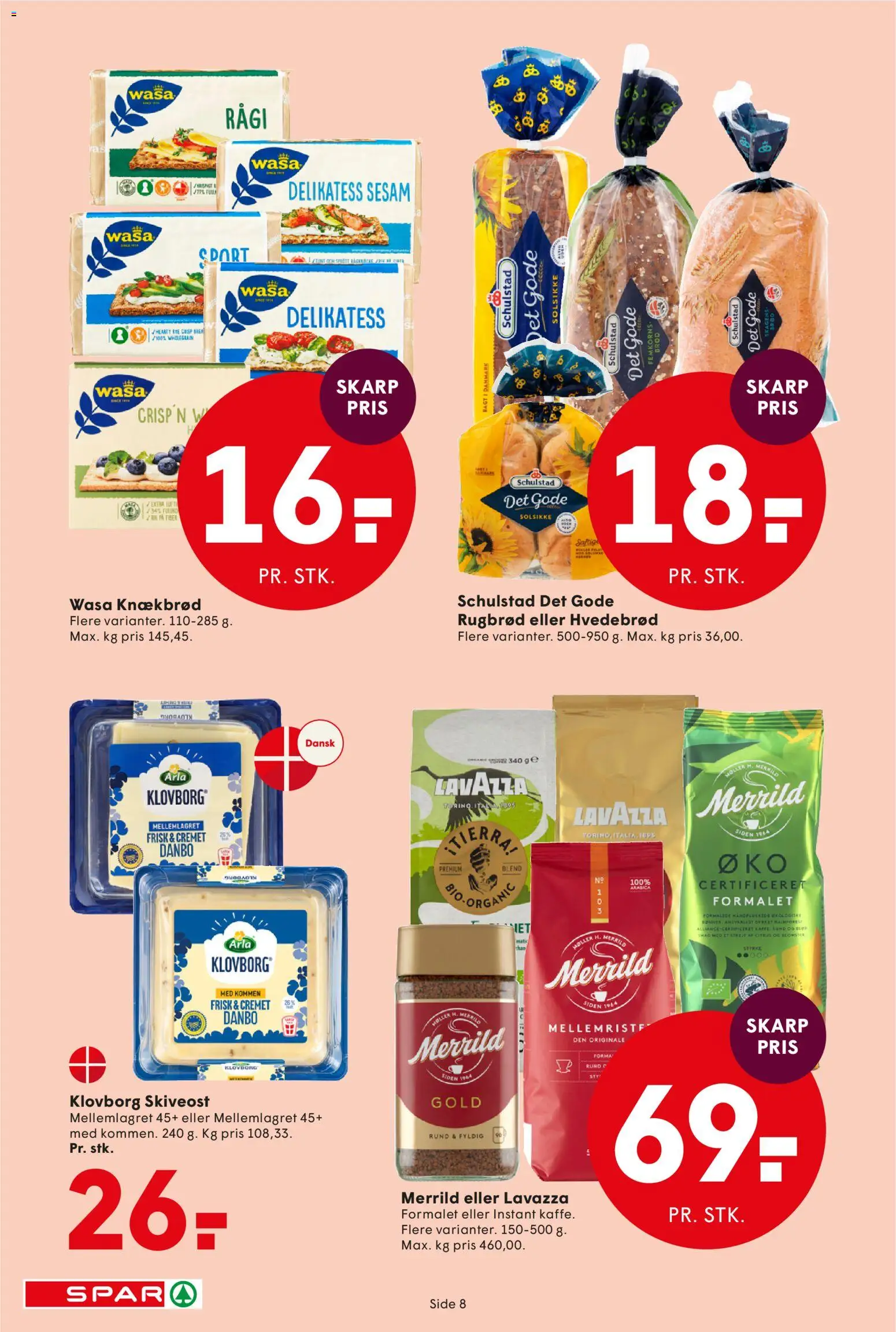 Spar tilbudsavis – gyldig fra 06.02.2026 | Side: 8 | Produkter: Brød, Rugbrød, Skiveost, Knækbrød