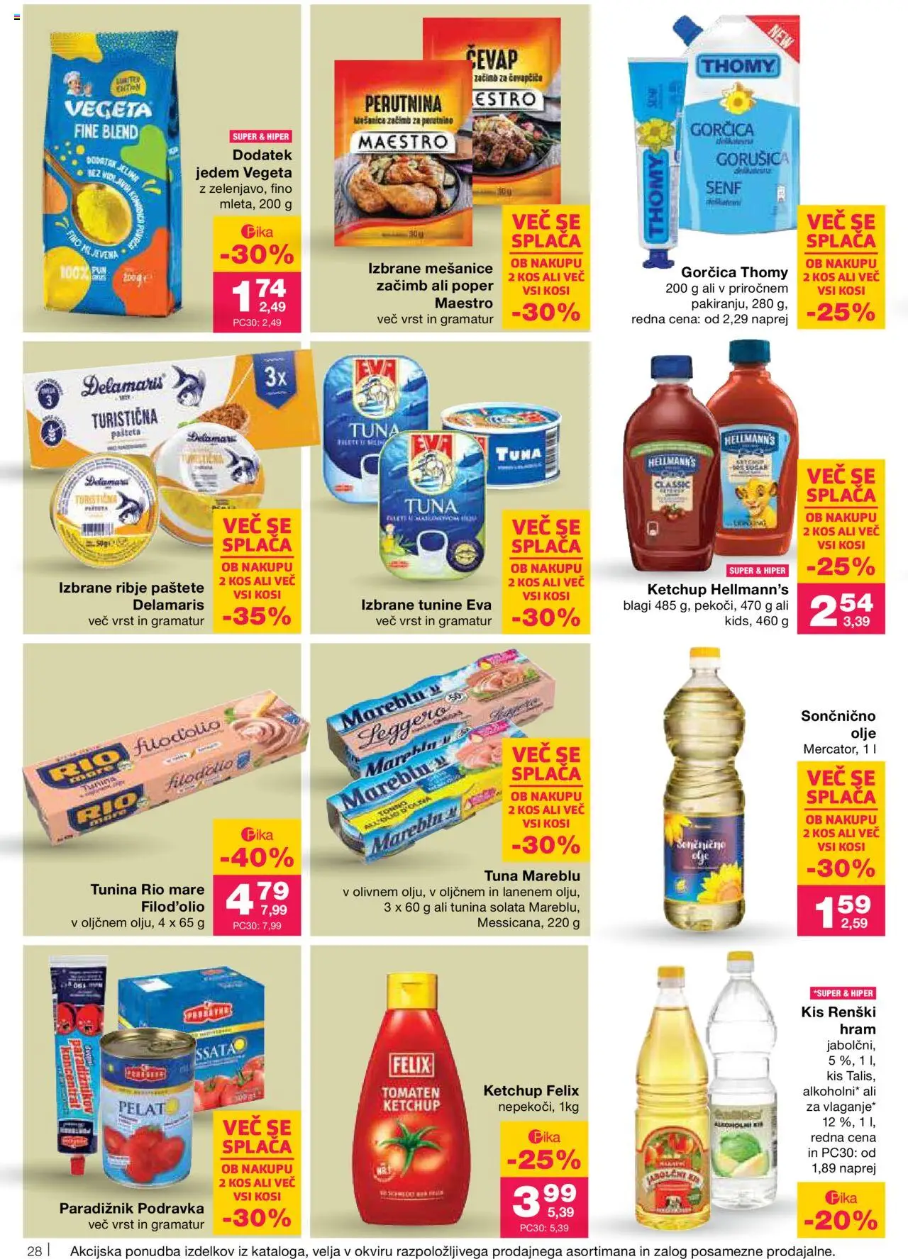 Mercator katalog │ velja od 12.06.2025 | Stran: 28 | Izdelki: Tuna, Olje, Paradiznik, Poper