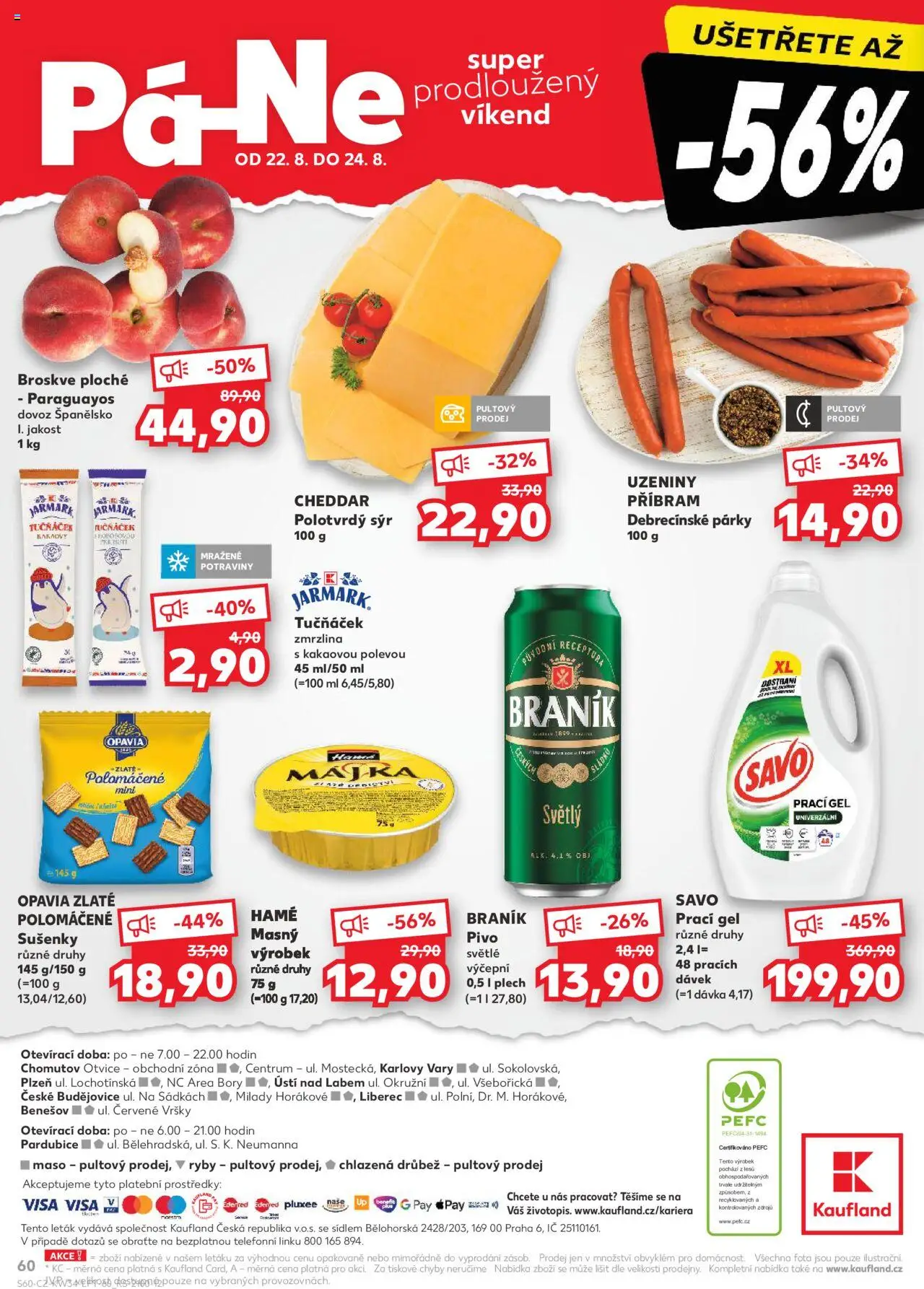 Kaufland leták - Plzeň od 20.08.2025 | Strana: 60 | Produkty: Párky, Savo, Broskve, Uzeniny