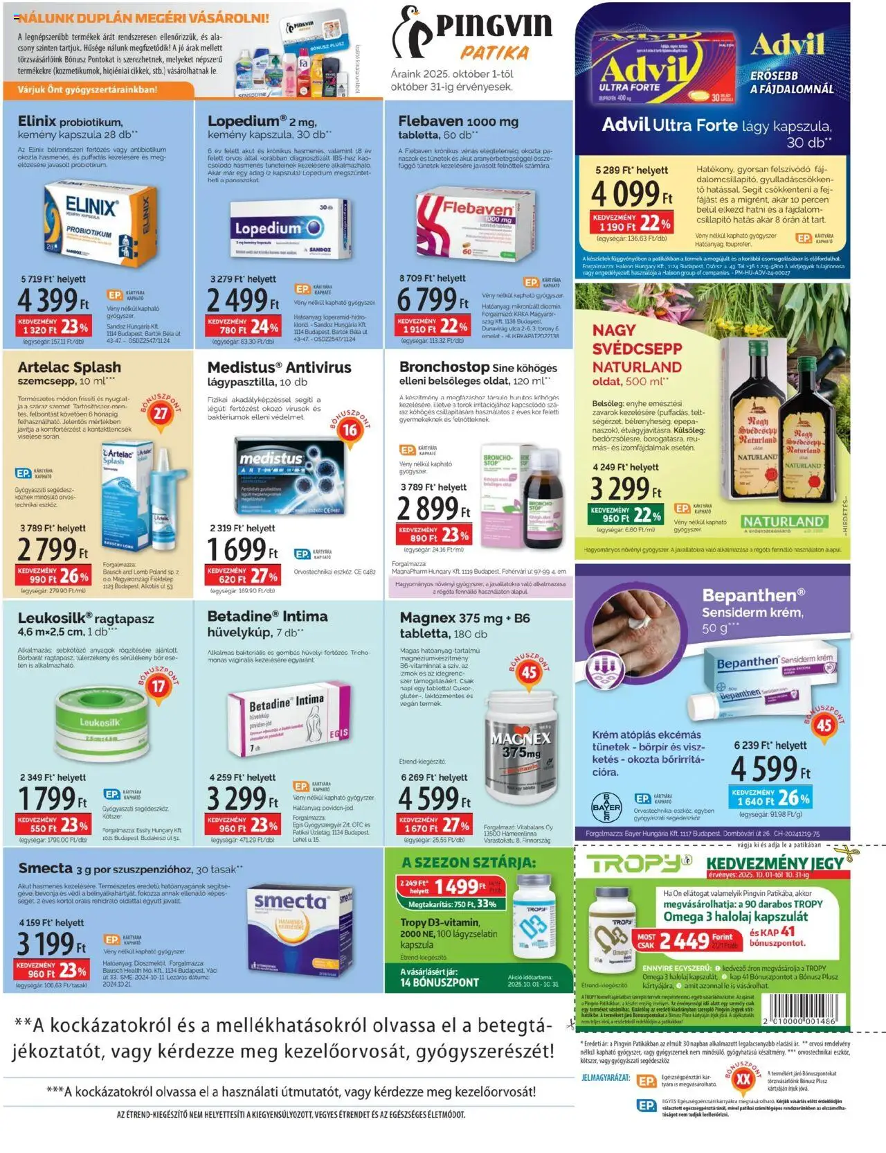 Pingvin Patika akciós ujság - amely érvényes a következő dátumtól: 01.10.2025 | Oldal: 3 | Termékek: Omega 3, Bor, Gyógyszerek, Cukor