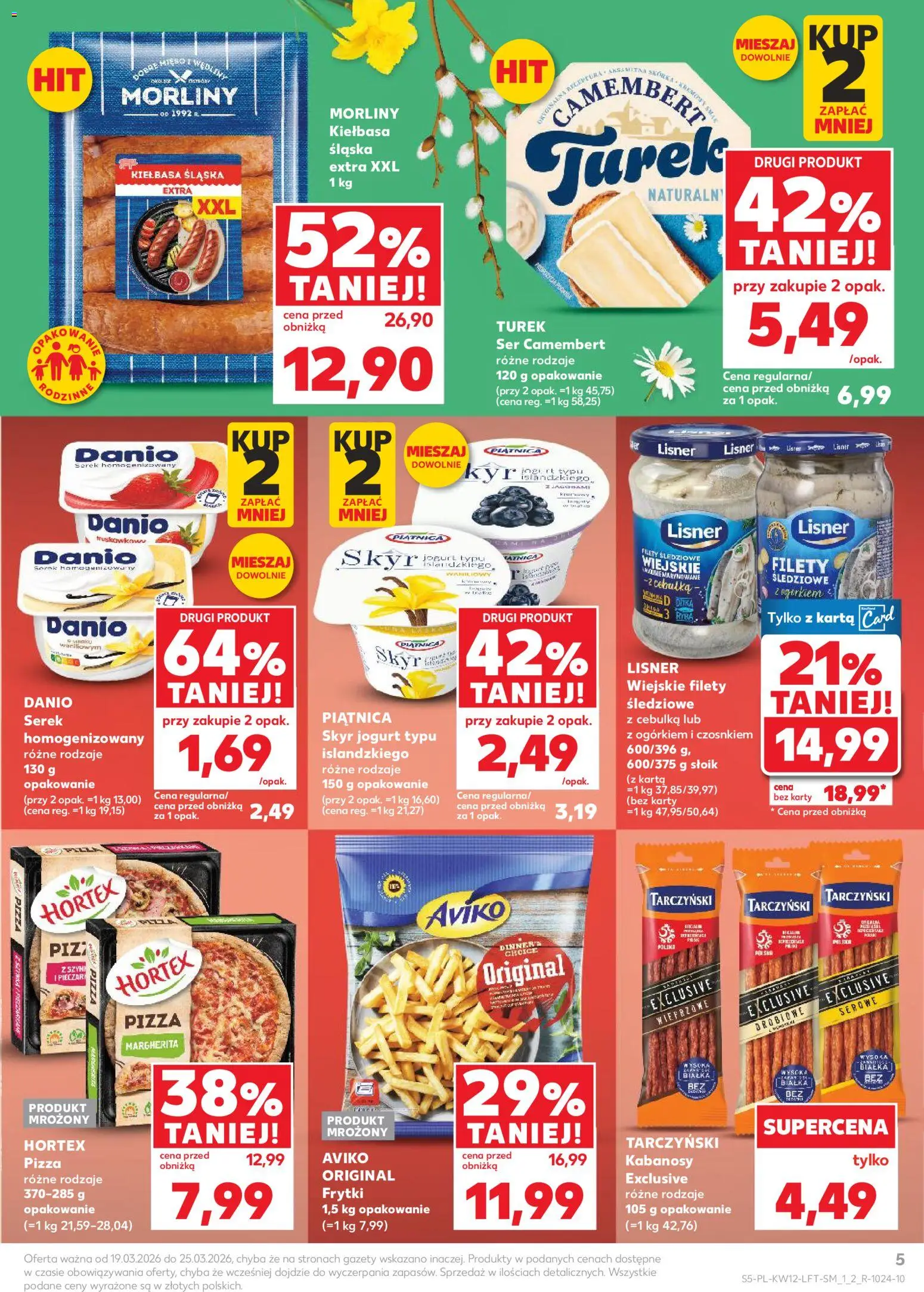 Kaufland gazetka od 19.03.2026 | Strona: 5 | Produkty: Serek, Ser camembert, Camembert, Frytki
